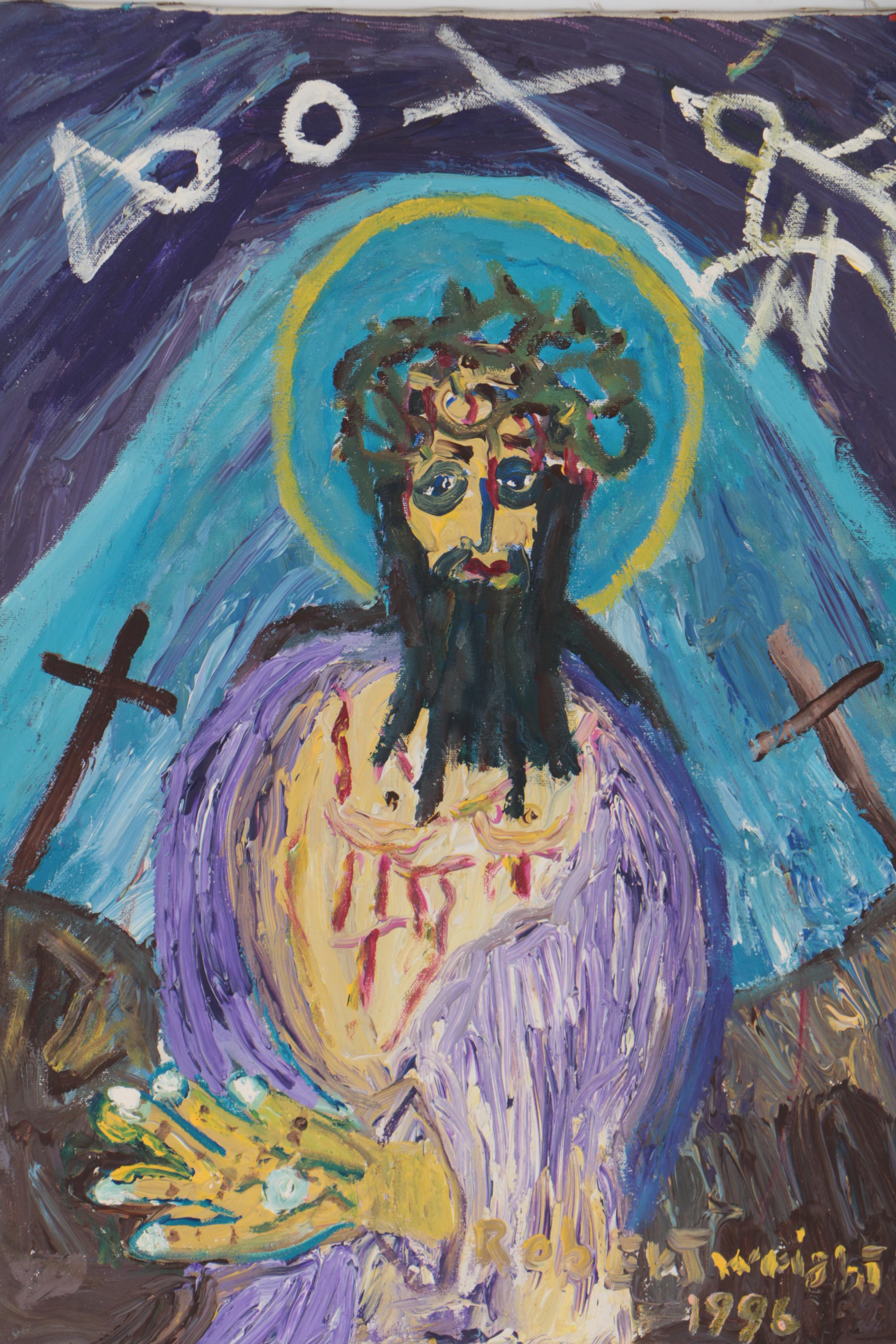 Robert Wright 1996 Folk Acrylic Painting "The Robe"