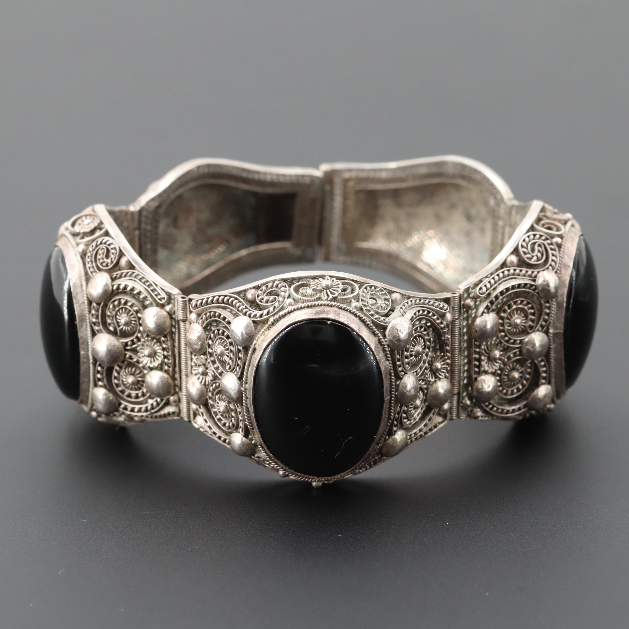 Sterling Silver Black Onyx Bracelet