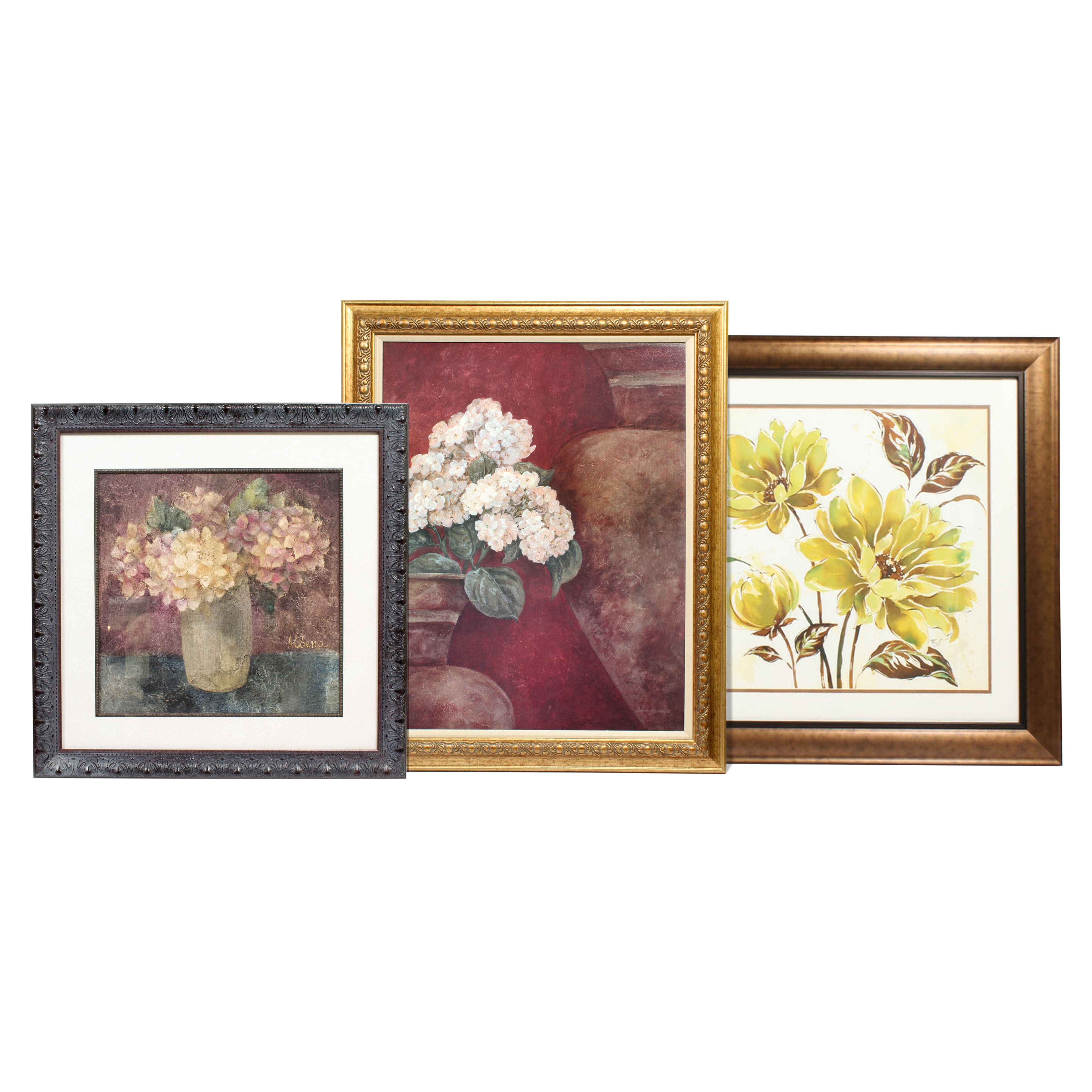 Floral Themed Offset Lithograph Wall Art