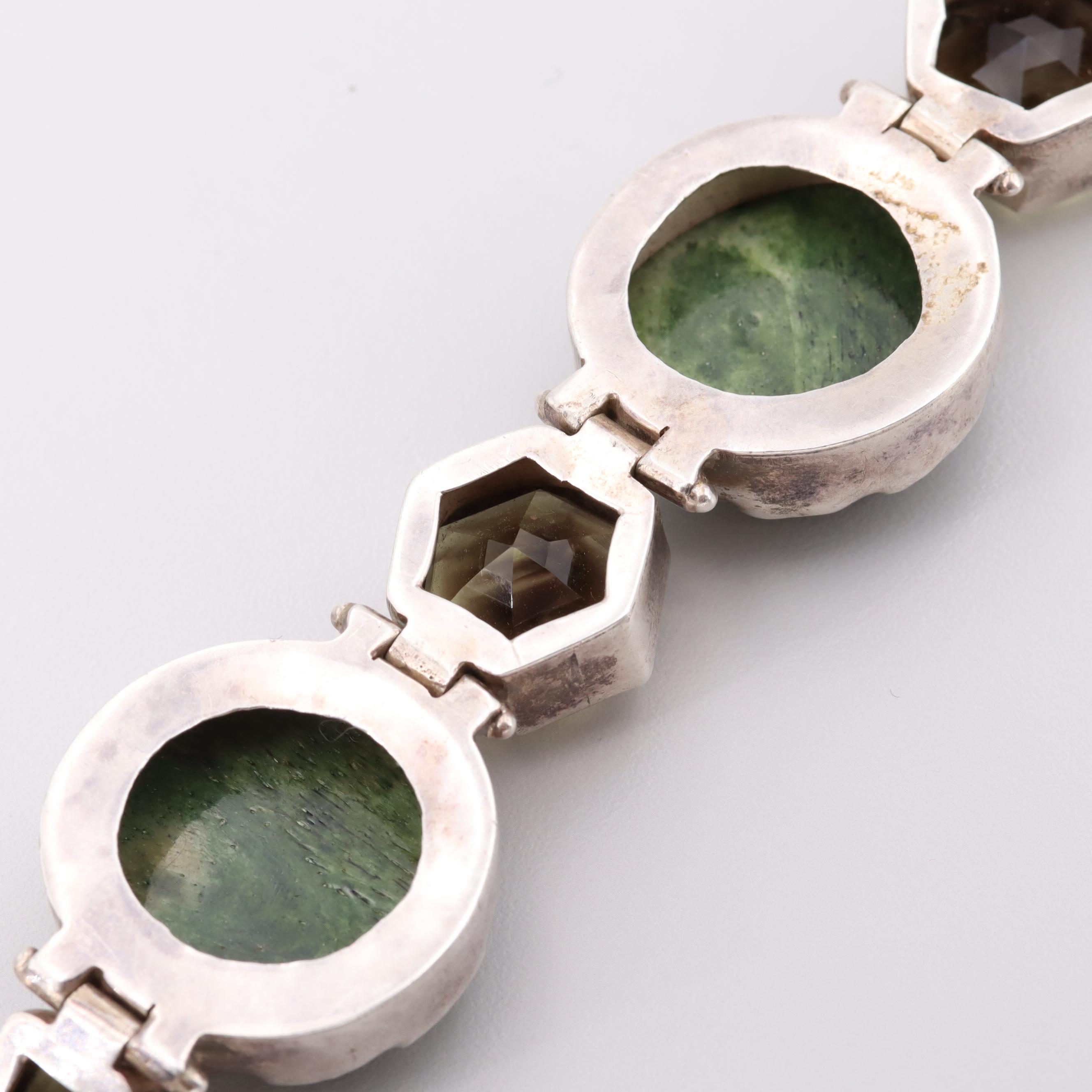 Sterling Silver Bone and Prasiolite Bracelet