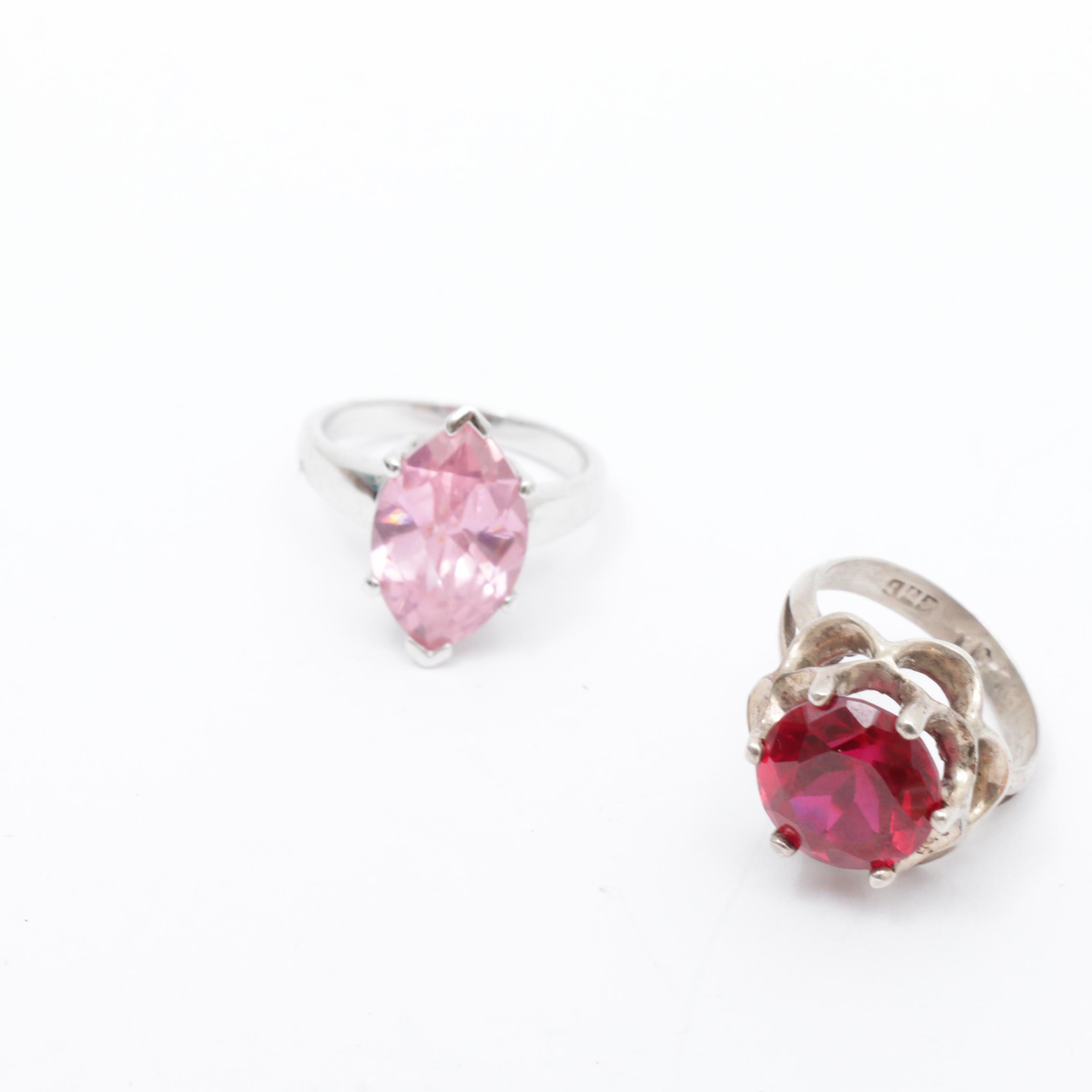 Sterling Silver Cubic Zirconia and Imitation Gemstone Rings