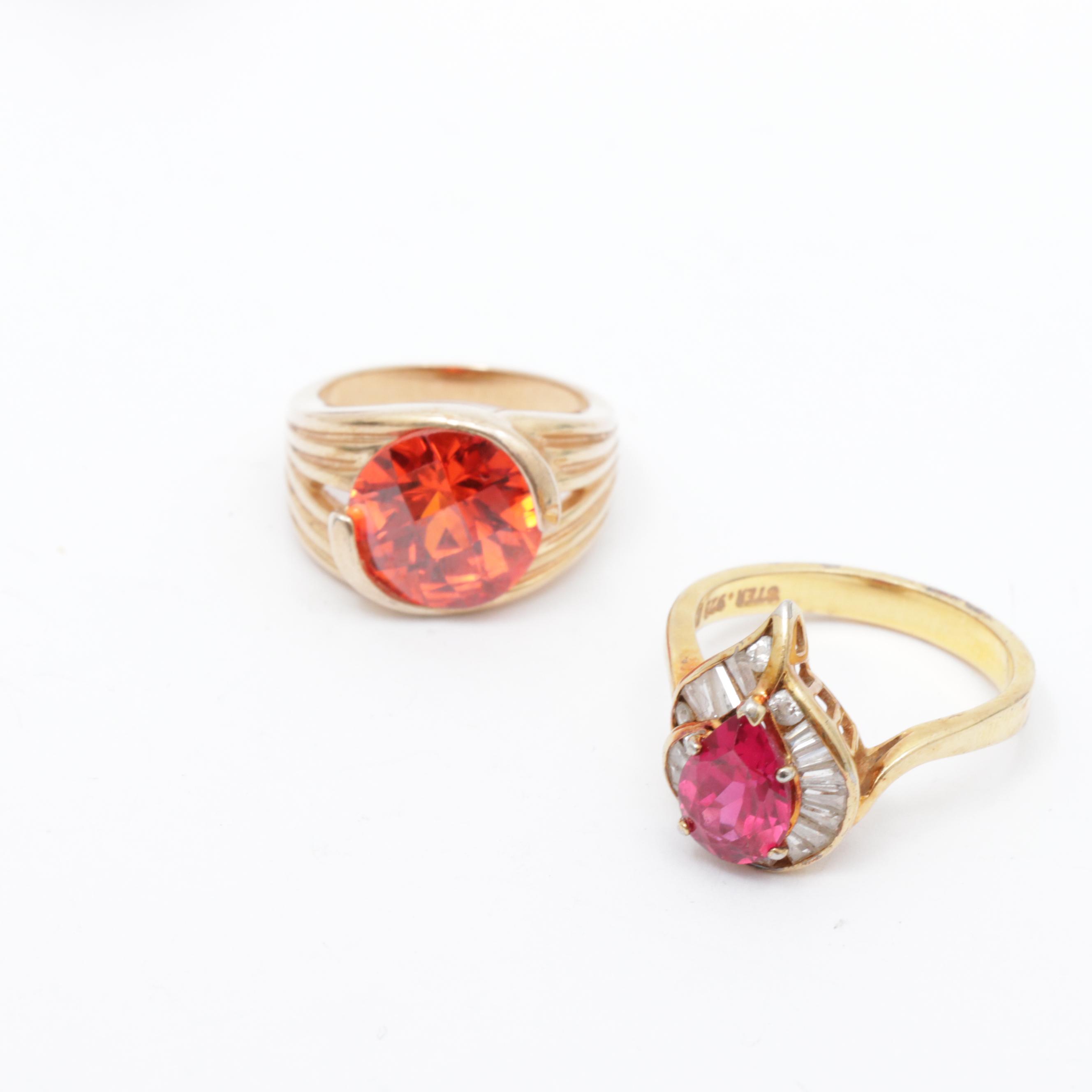 Sterling Silver Cubic Zirconia and Imitation Gemstone Rings