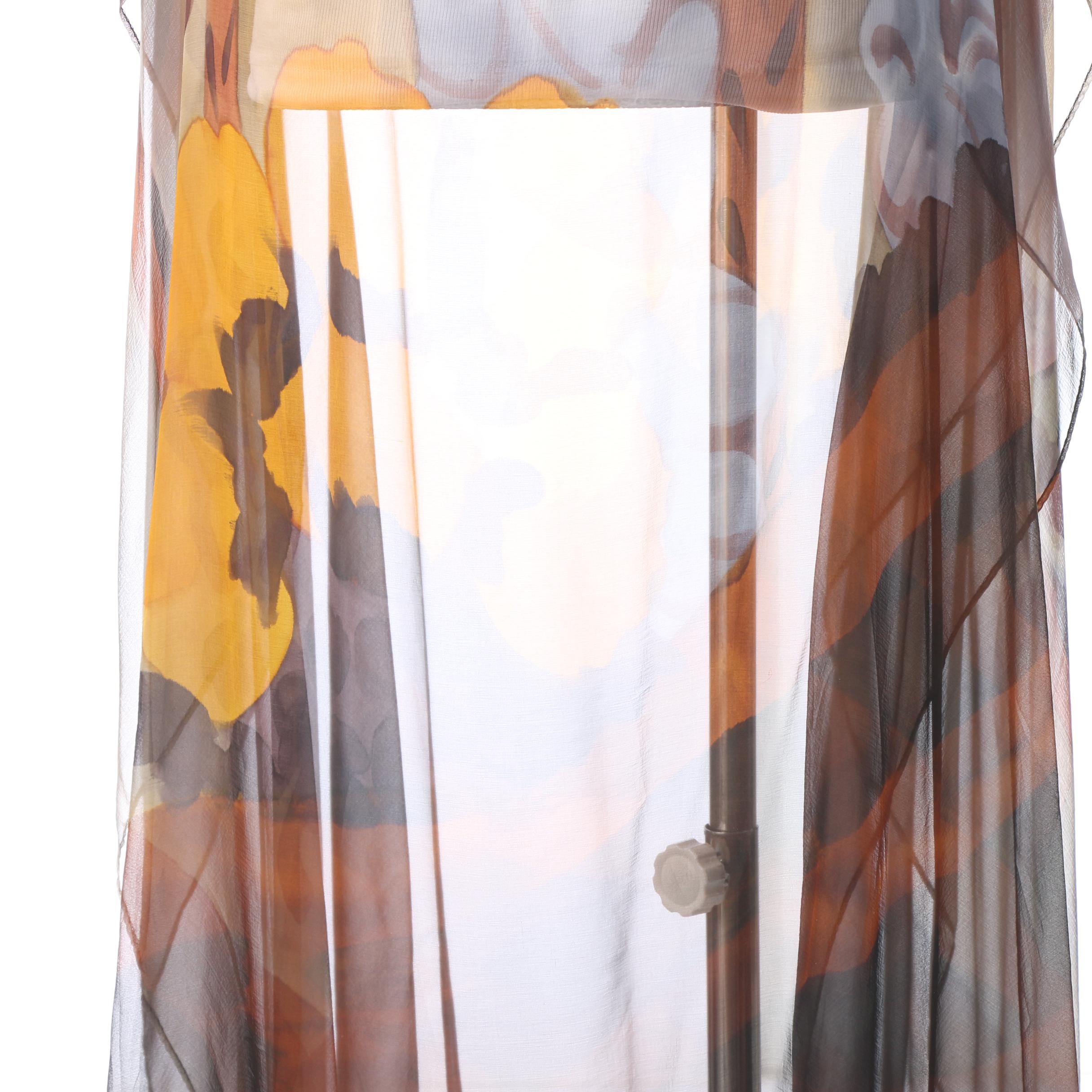 Bill Blass Mixed Print Silk Dress With Sheer Overlay, Vintage