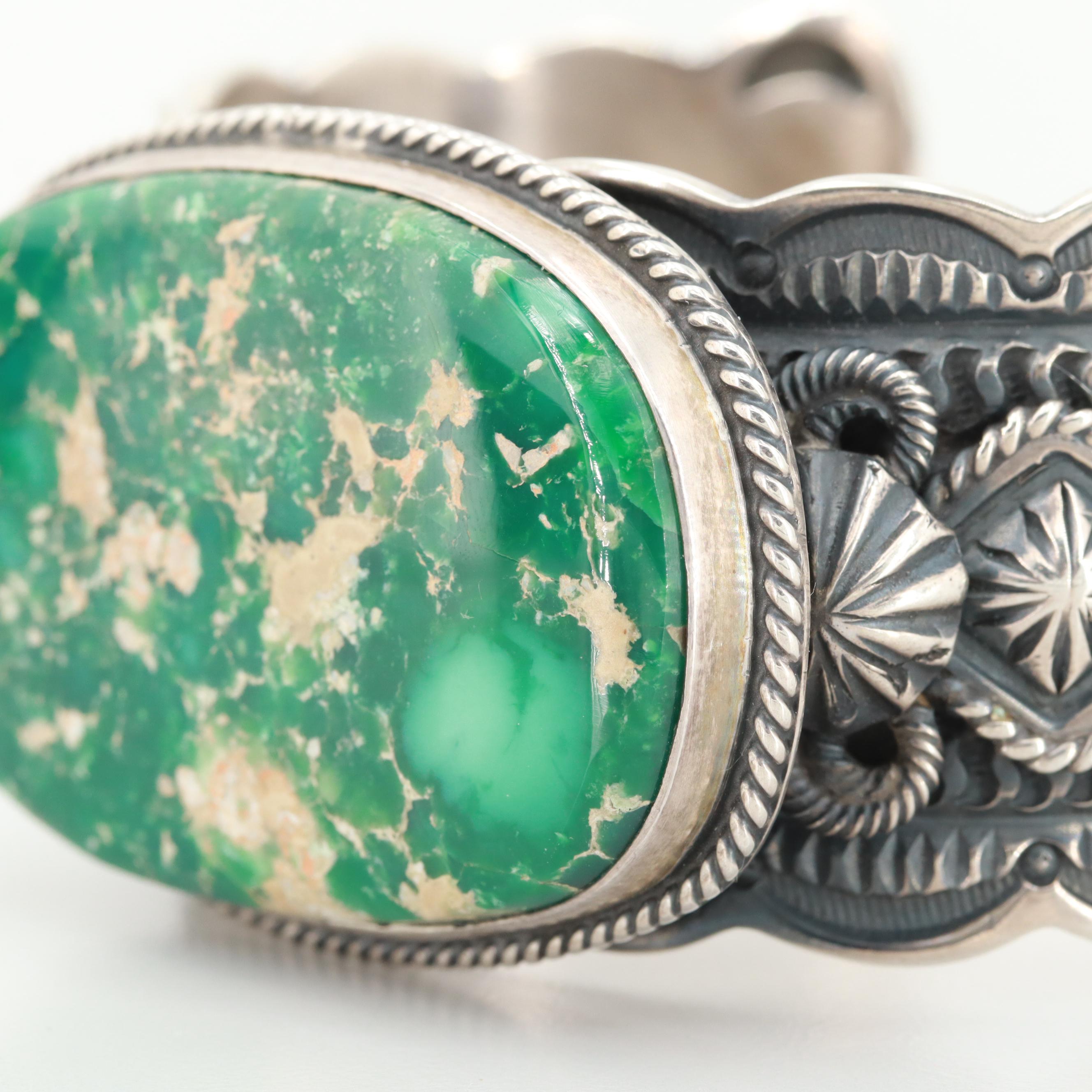 Darrell Cadman Navajo Sterling Silver Turquoise Cuff Bracelet