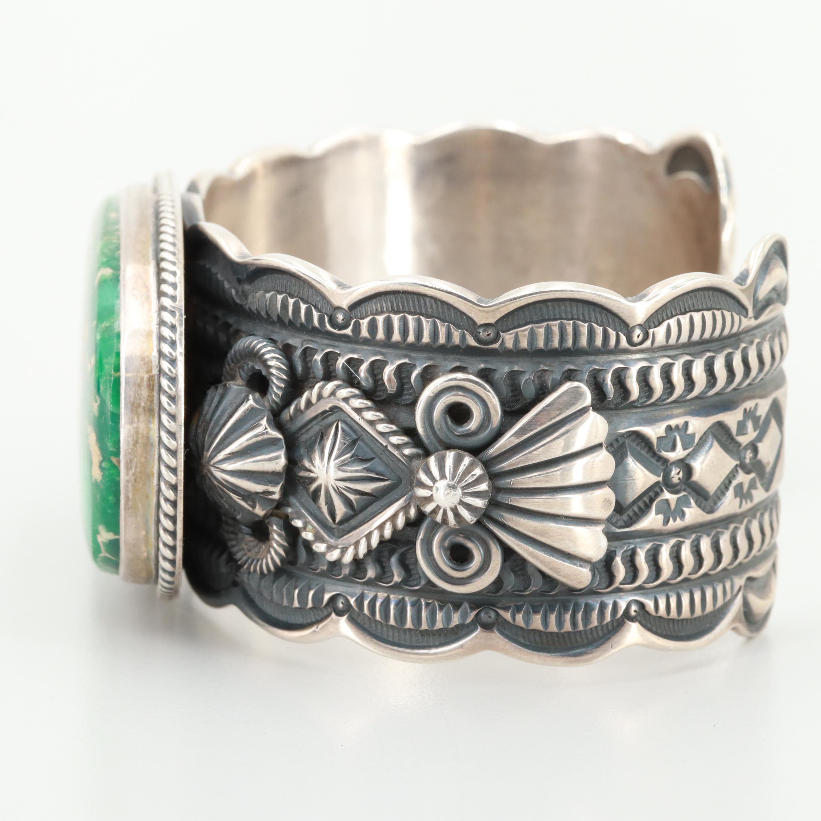 Darrell Cadman Navajo Sterling Silver Turquoise Cuff Bracelet