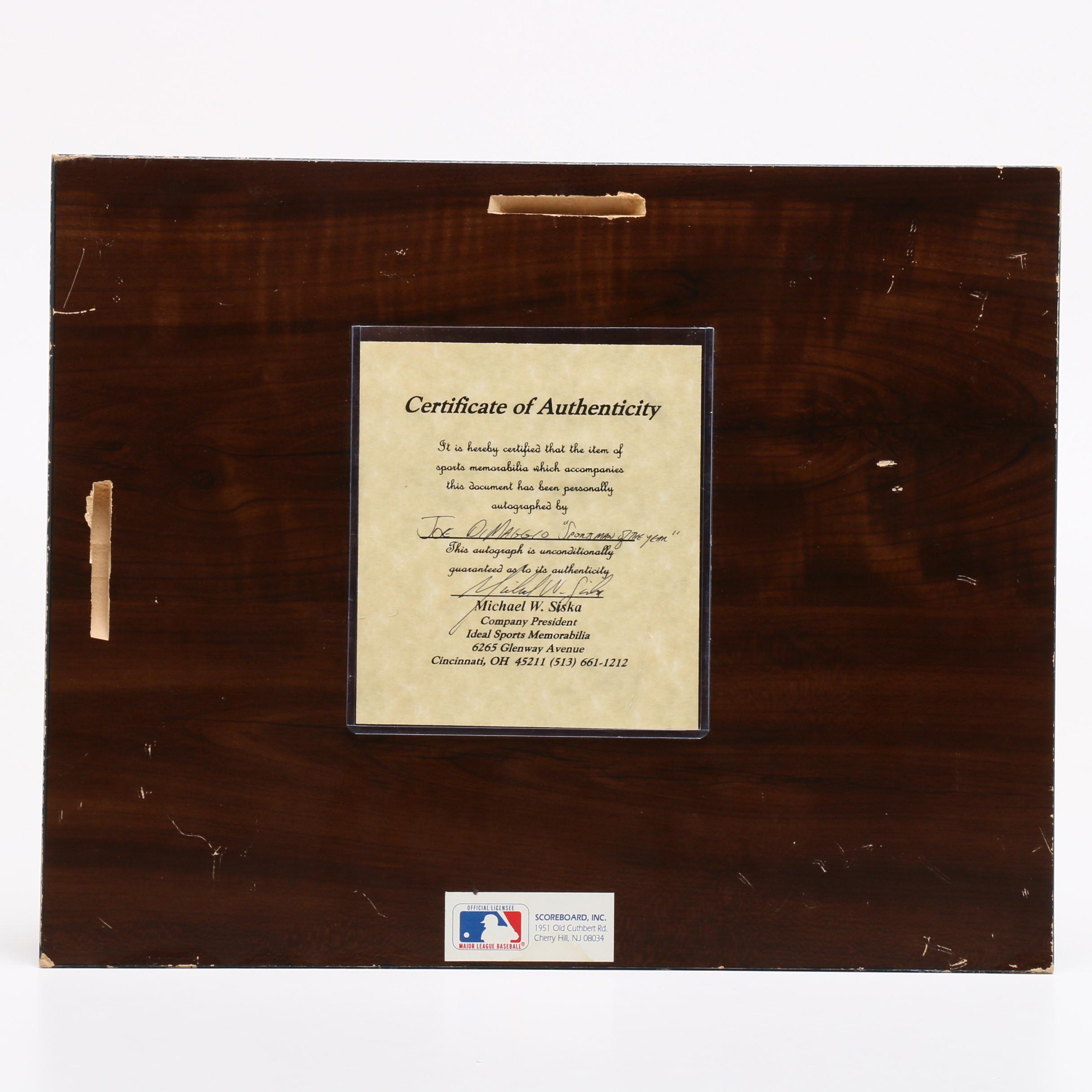 Joe DiMaggio New York Yankees Signed Baseball Photo Plaque Visual COA