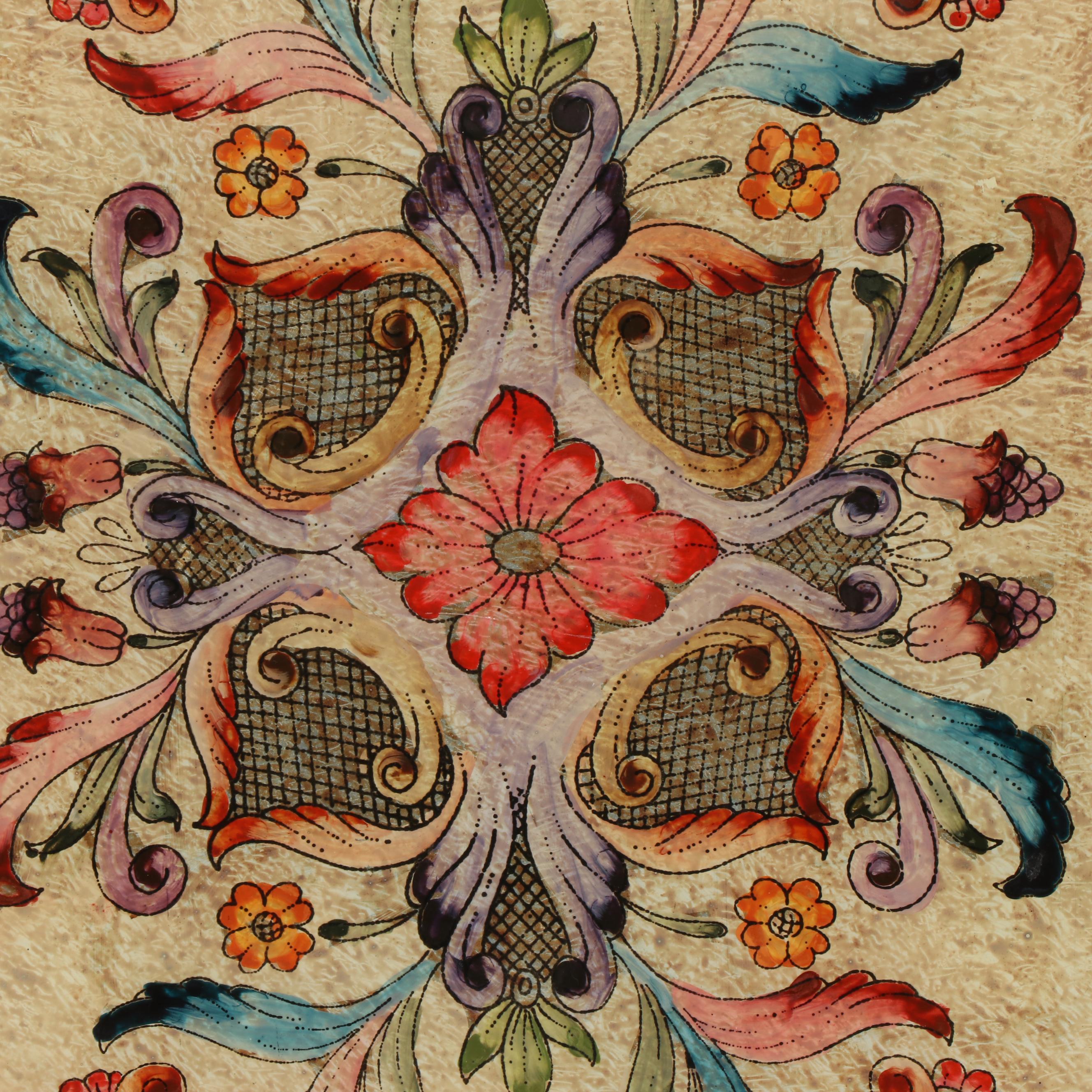 Robert M. Weiss Reverse Painted Glass Tray, Late 20th Century