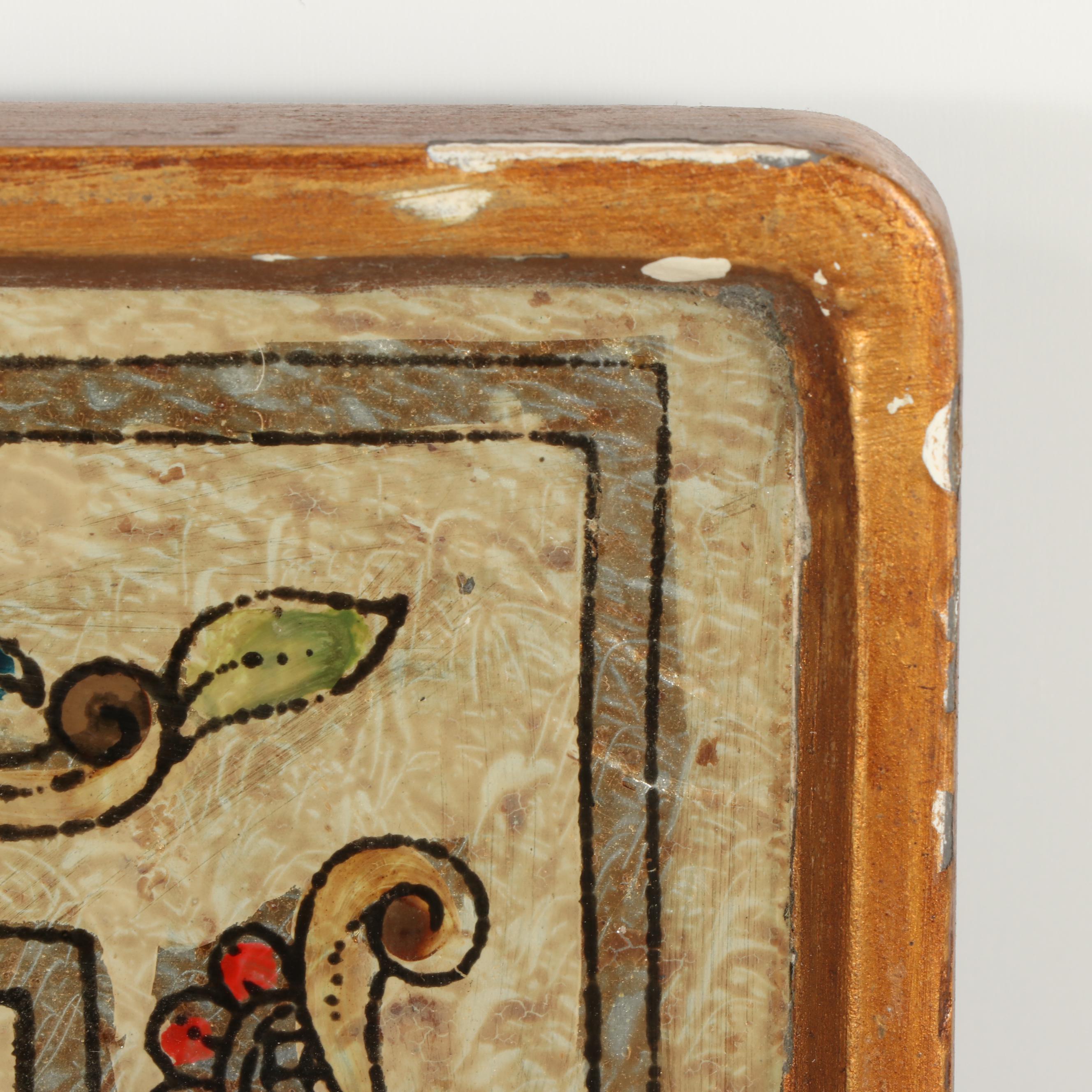 Robert M. Weiss Reverse Painted Glass Tray, Late 20th Century