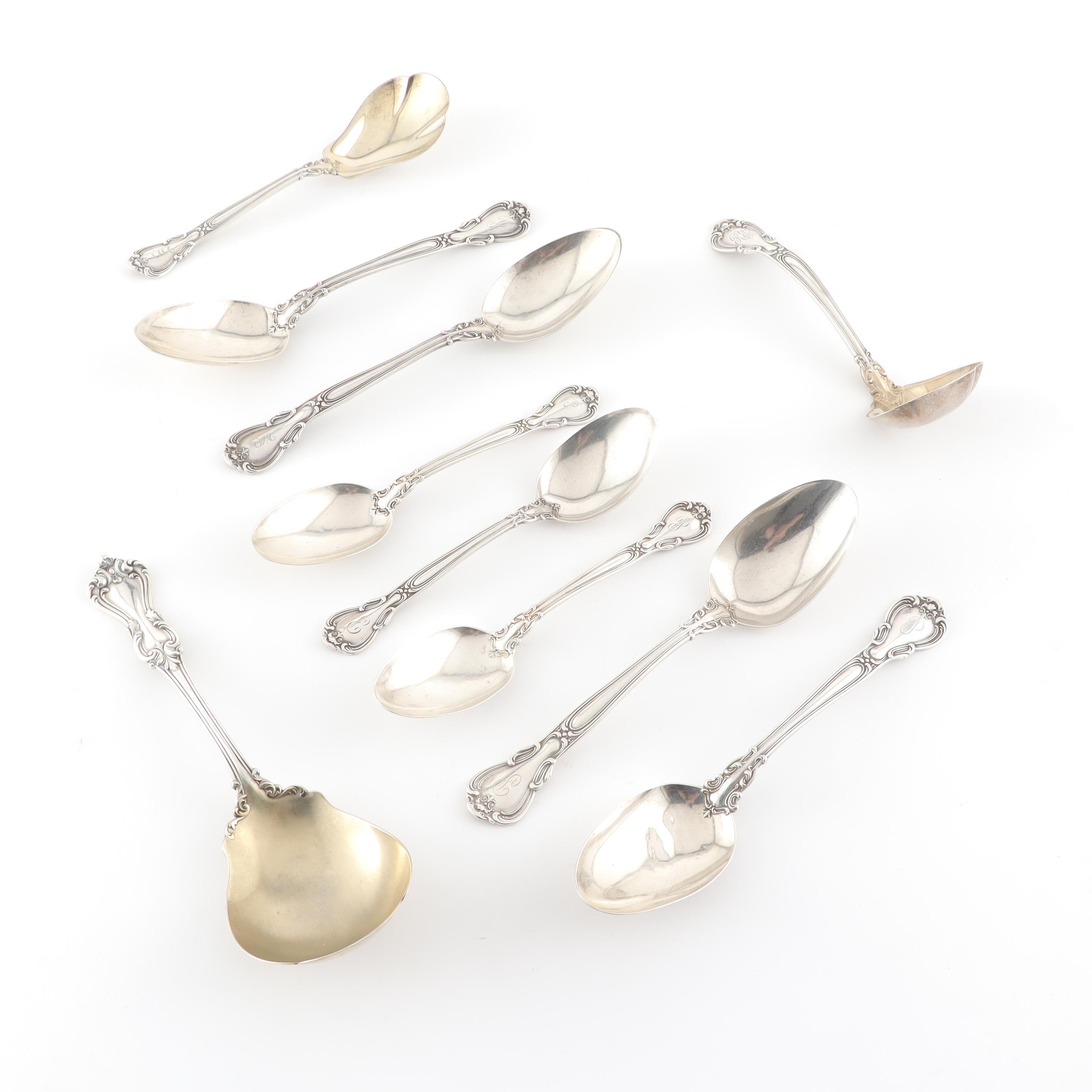 Gorham "Chantilly" Sterling Silver Flatware in Wood Storage Chest