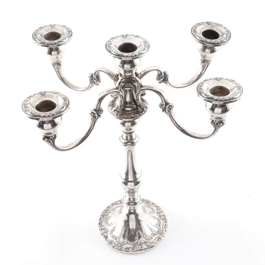 Gorham "Chantilly Duchess" Weighted Five-Light Candelabra