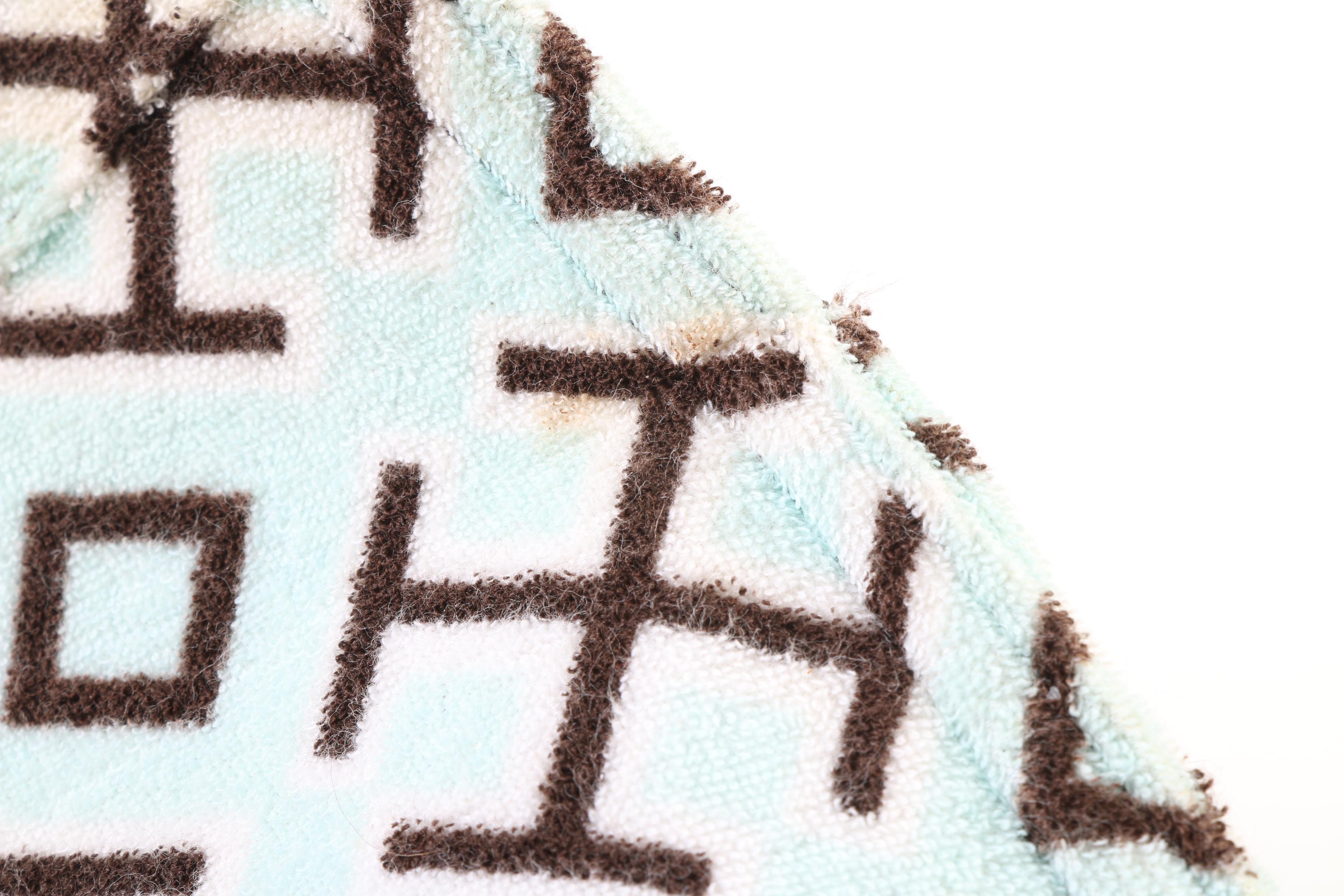 Tory Burch Turquoise and Brown Terry Cloth and Canvas Beach Tote