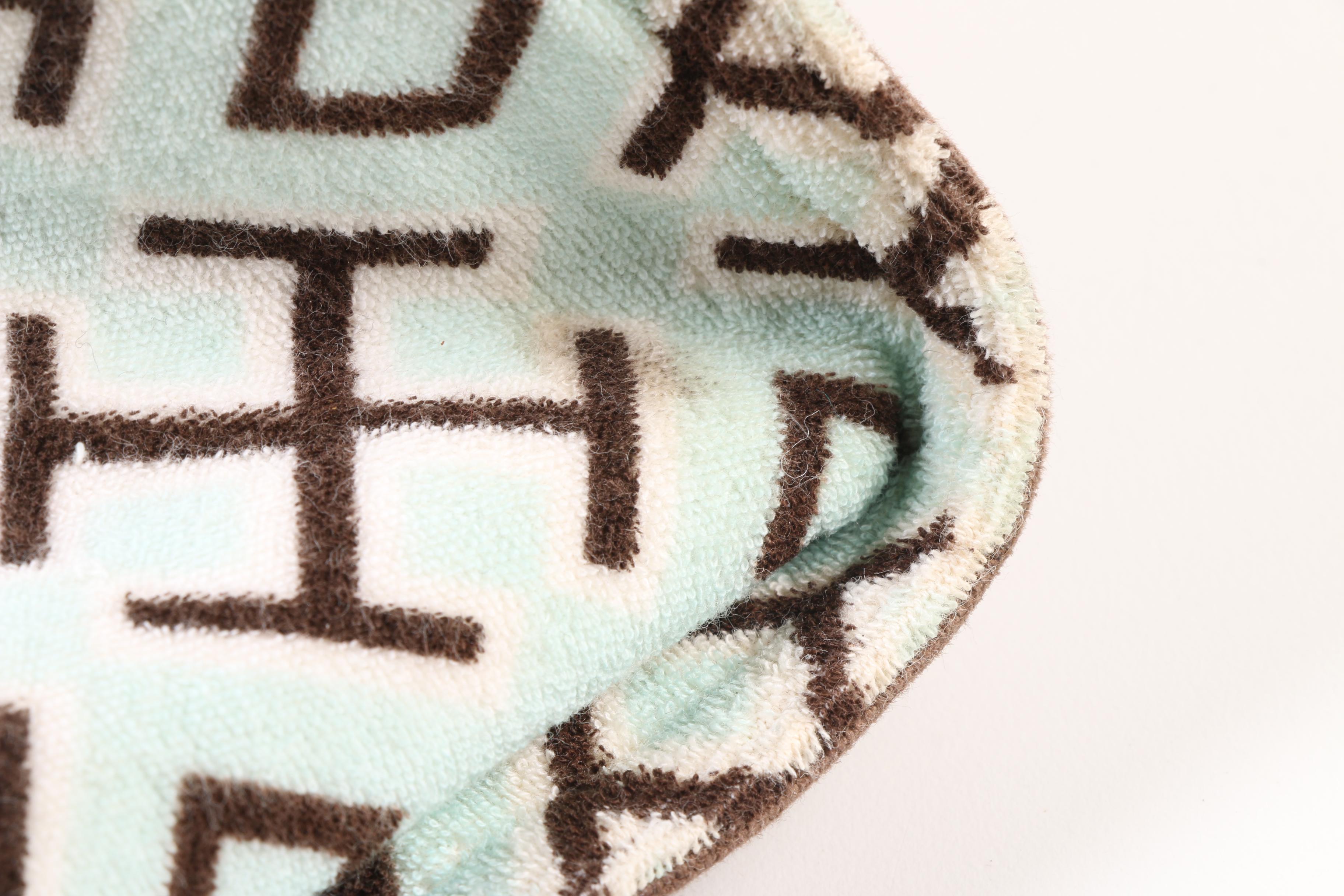 Tory Burch Turquoise and Brown Terry Cloth and Canvas Beach Tote