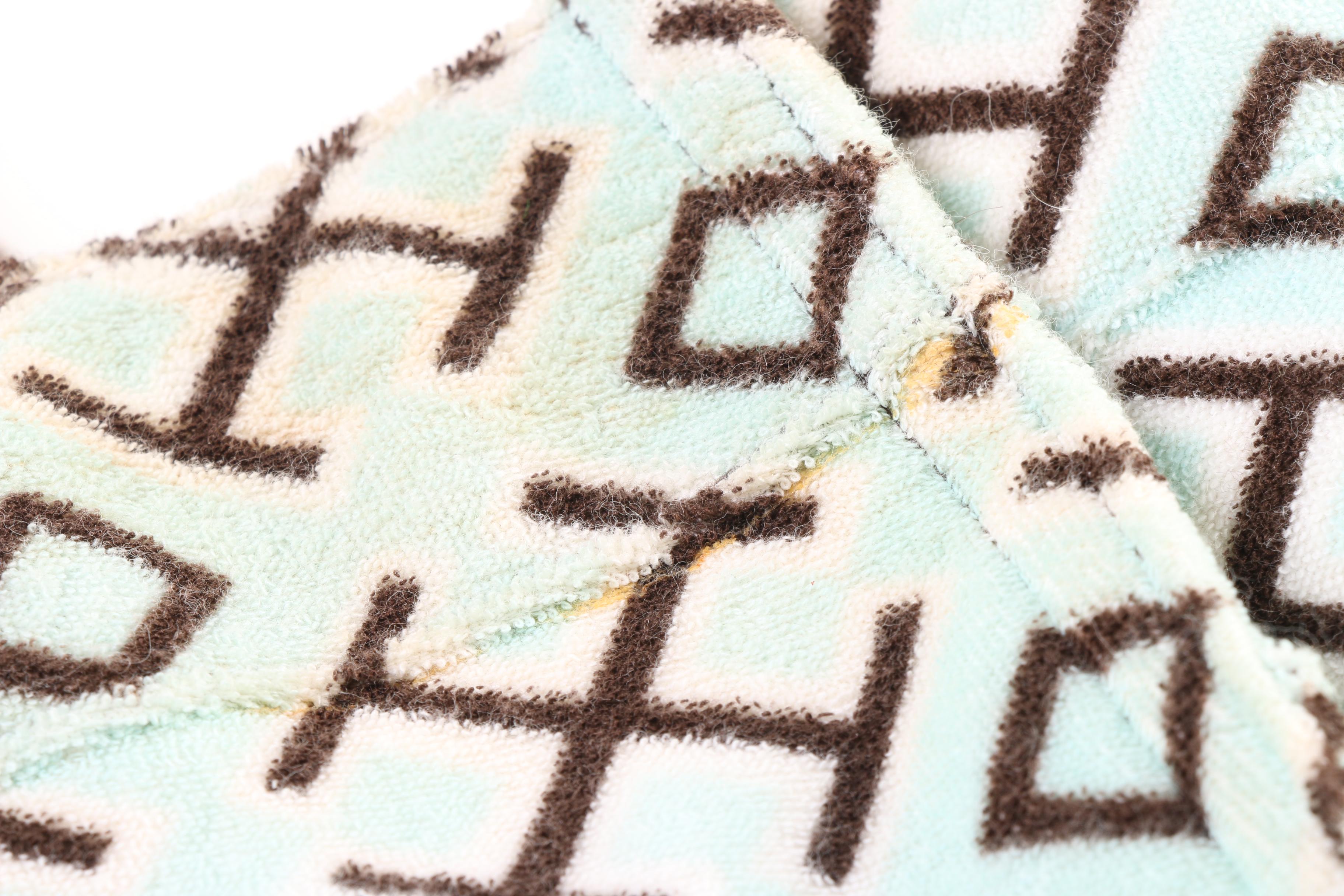 Tory Burch Turquoise and Brown Terry Cloth and Canvas Beach Tote