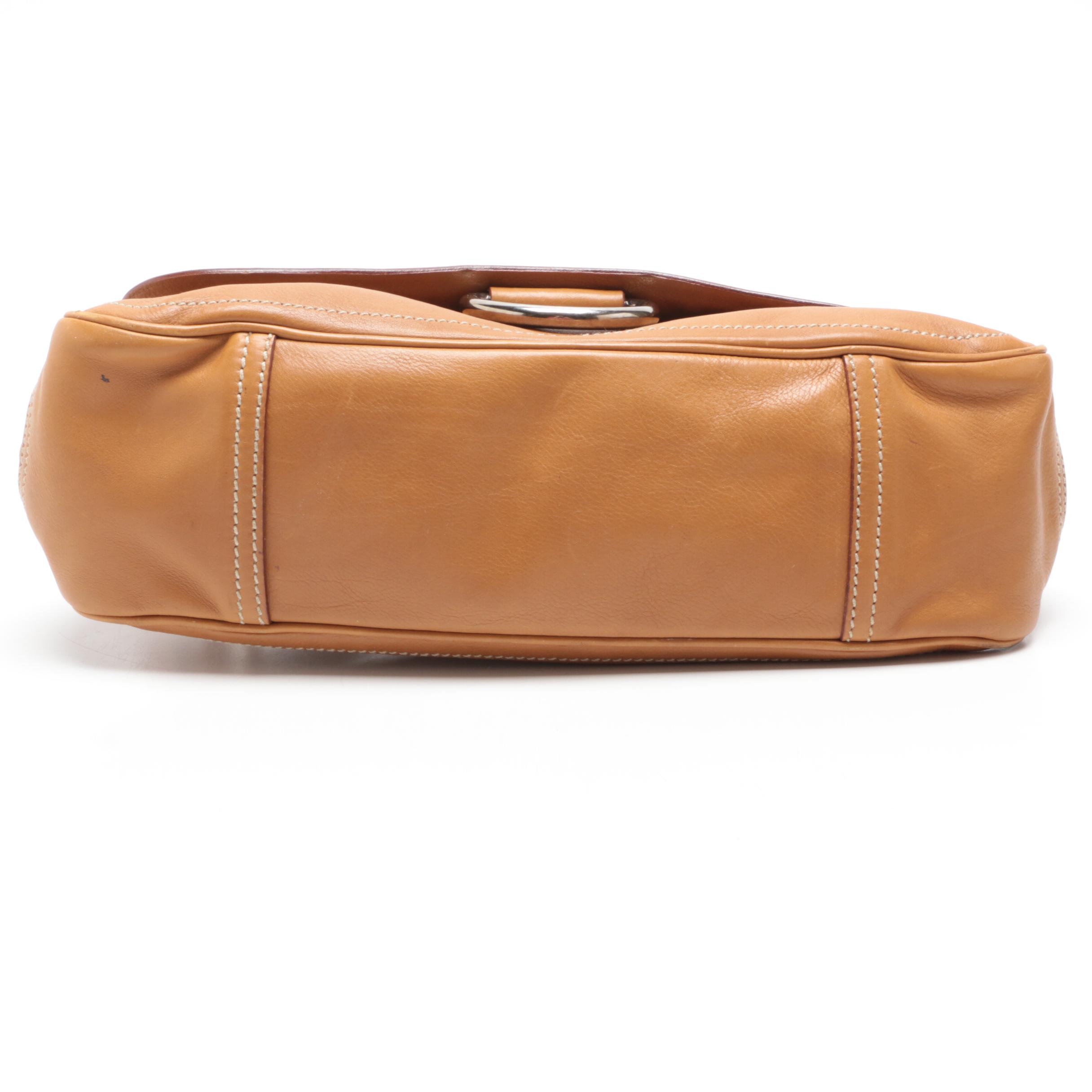 Prada Tan Leather Shoulder Bag with Two-Tone Pyramid Studded Accents