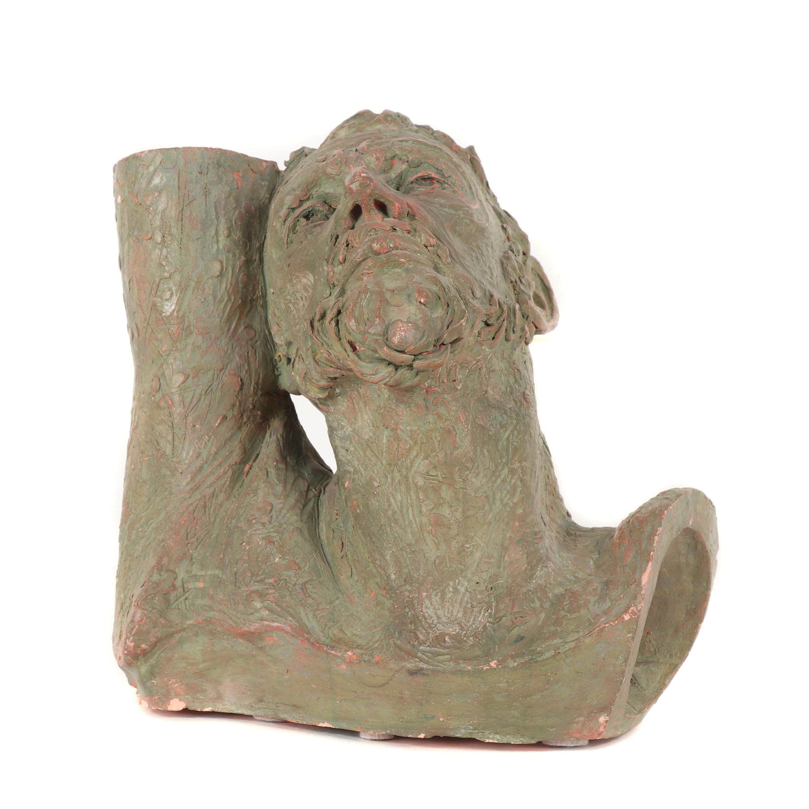 Ernest Donald Chandonet Portrait Bust Handbuilt Ceramic Sculpture