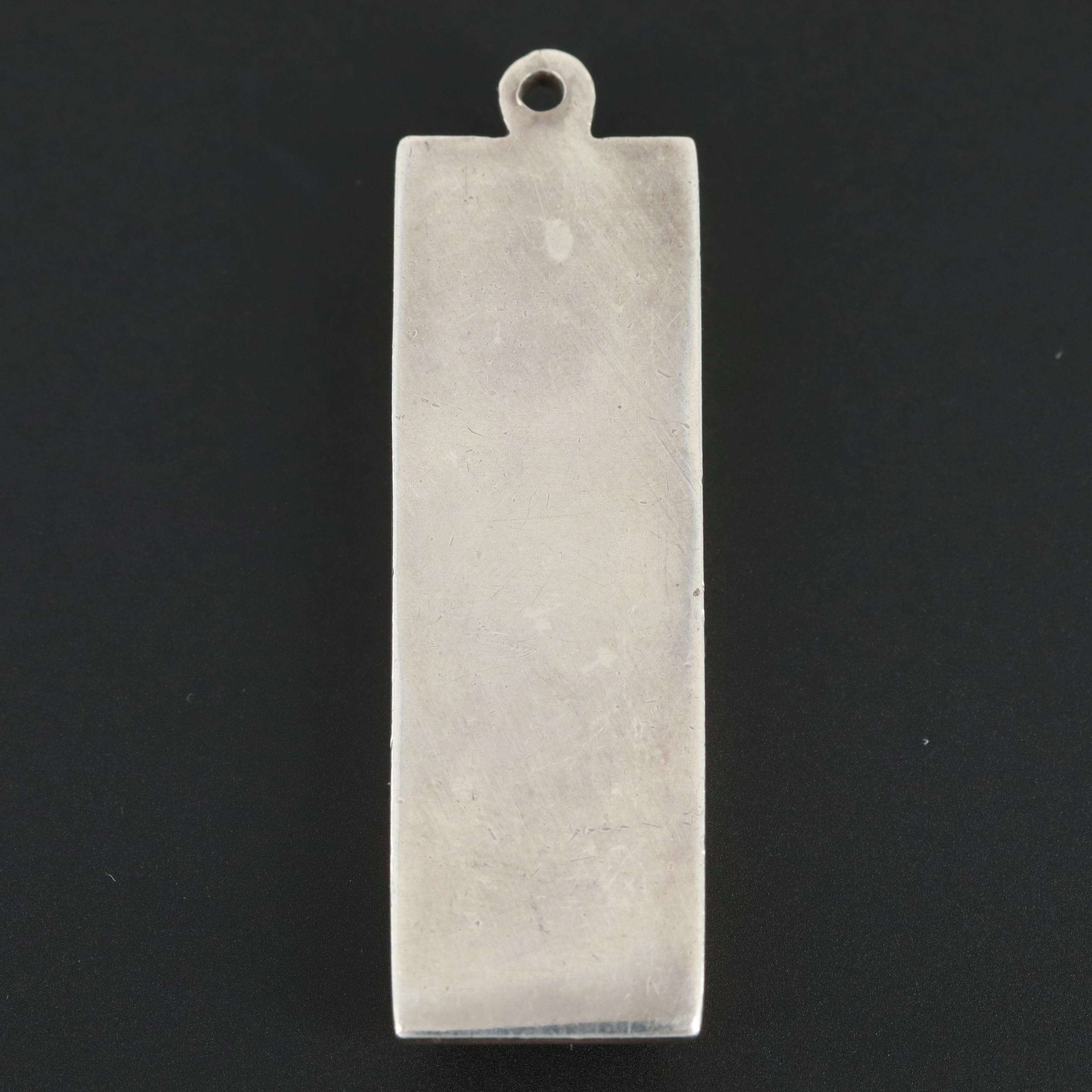 1976 Carrs of Sheffield Sterling Silver Bar Pendant