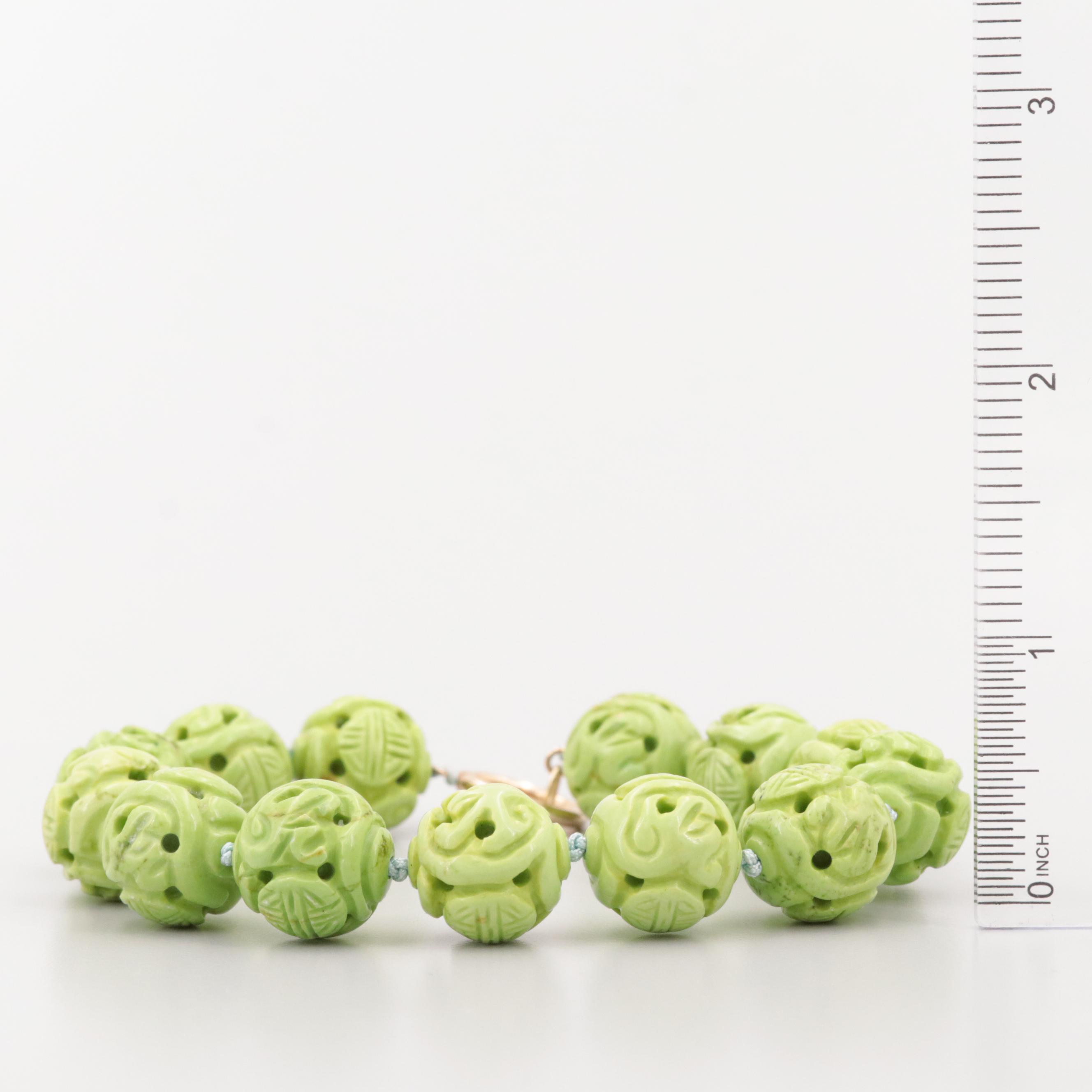 14K Yellow Gold Magnesite Bracelet