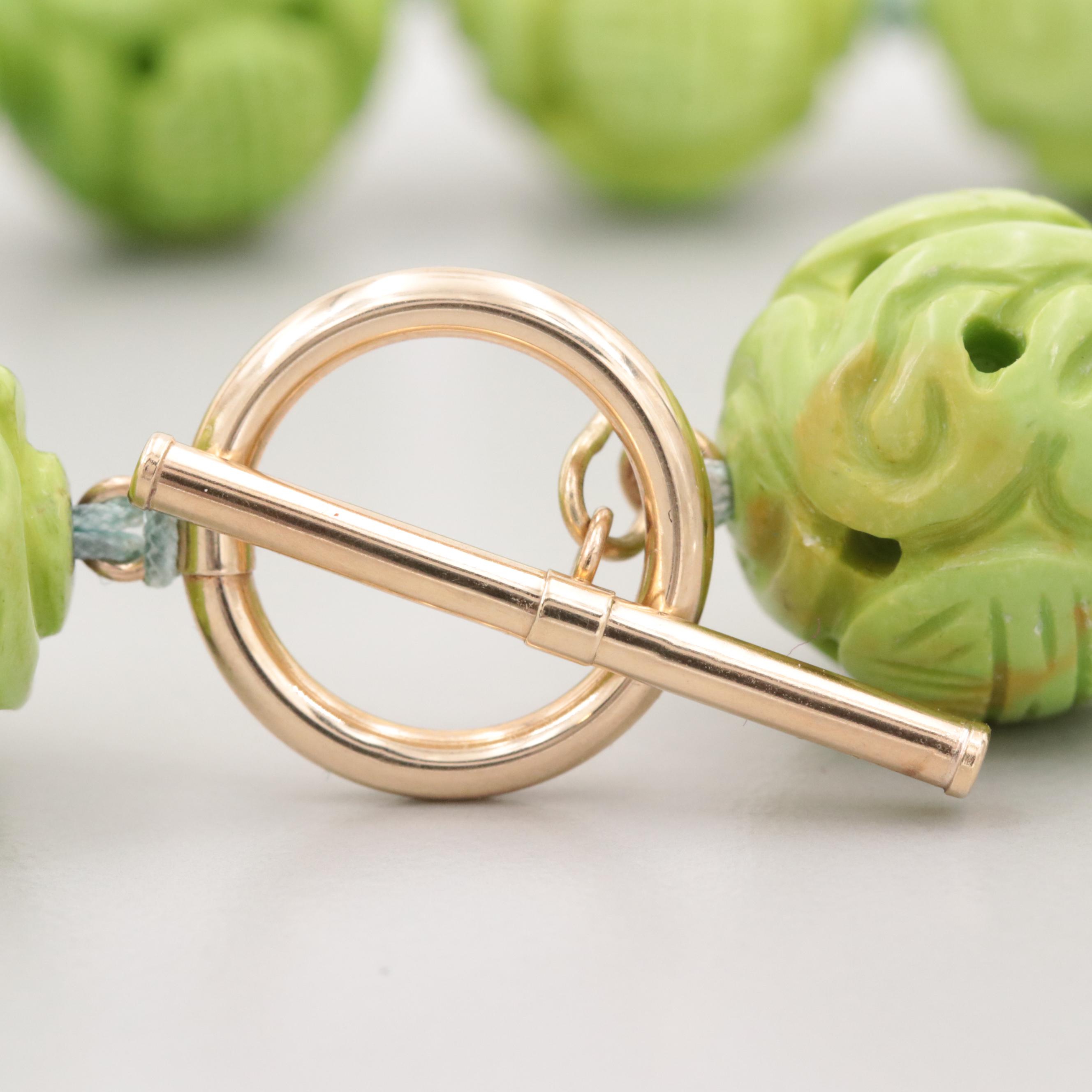 14K Yellow Gold Magnesite Bracelet