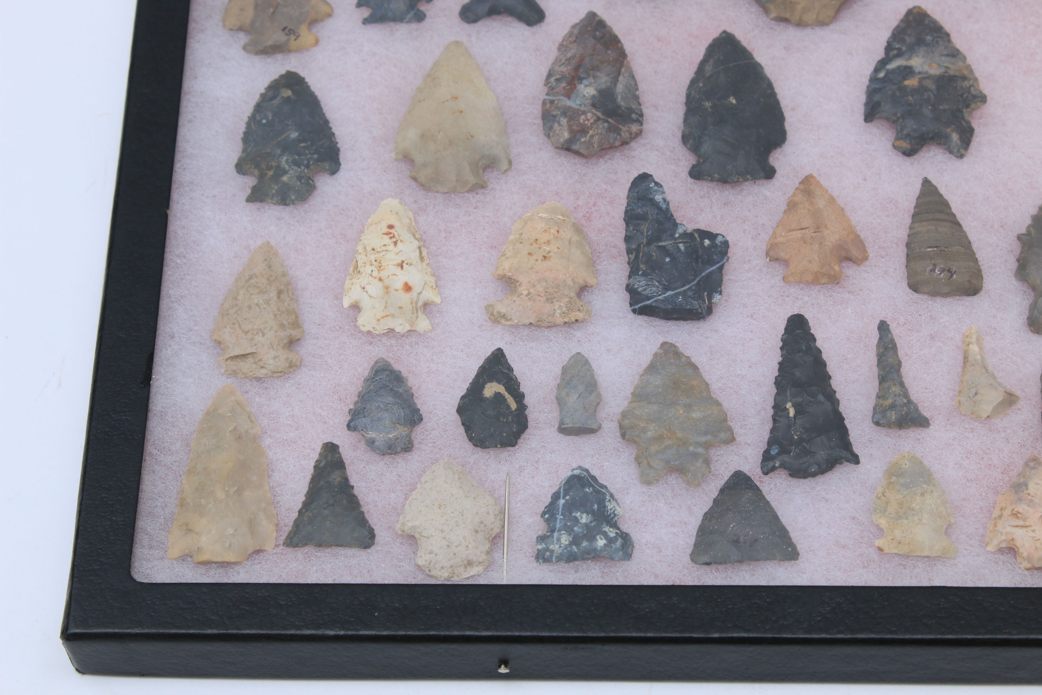 Native American Projectile Points and Lithic Tools in Shadow Box