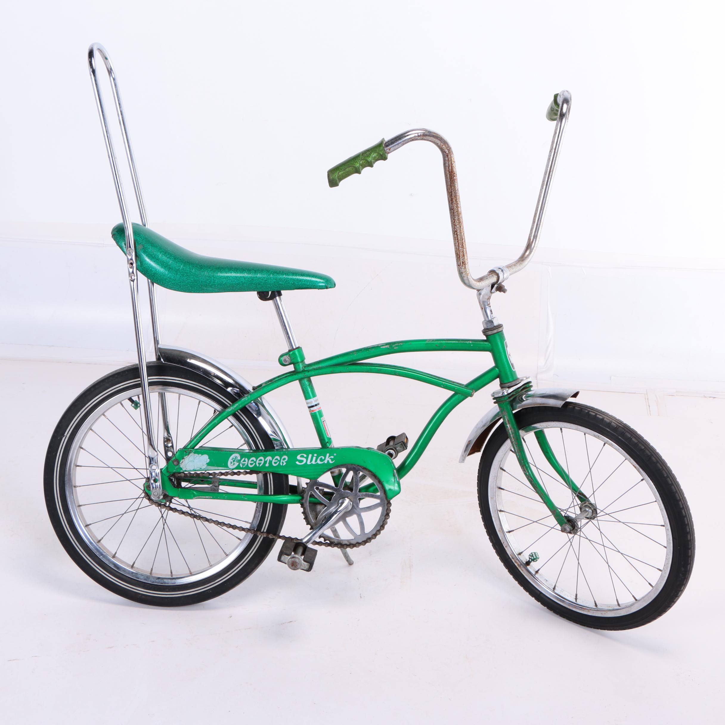 Green Huffy Cheater Slick Vintage Boys Bicycle, 1960's