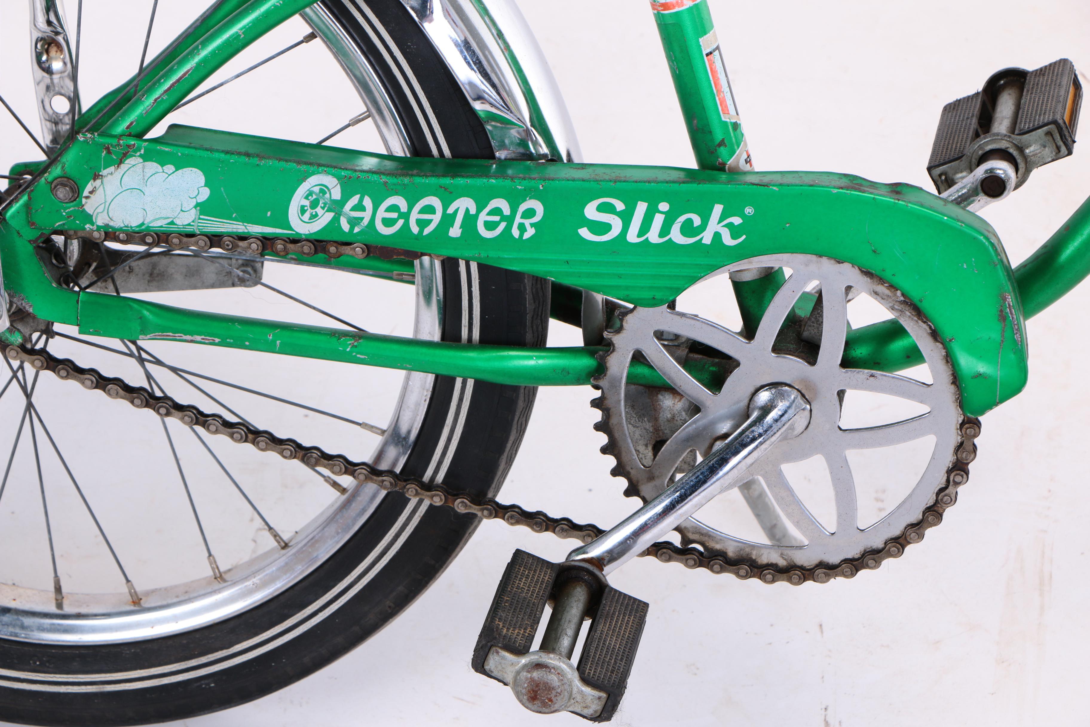 Green Huffy Cheater Slick Vintage Boys Bicycle, 1960's