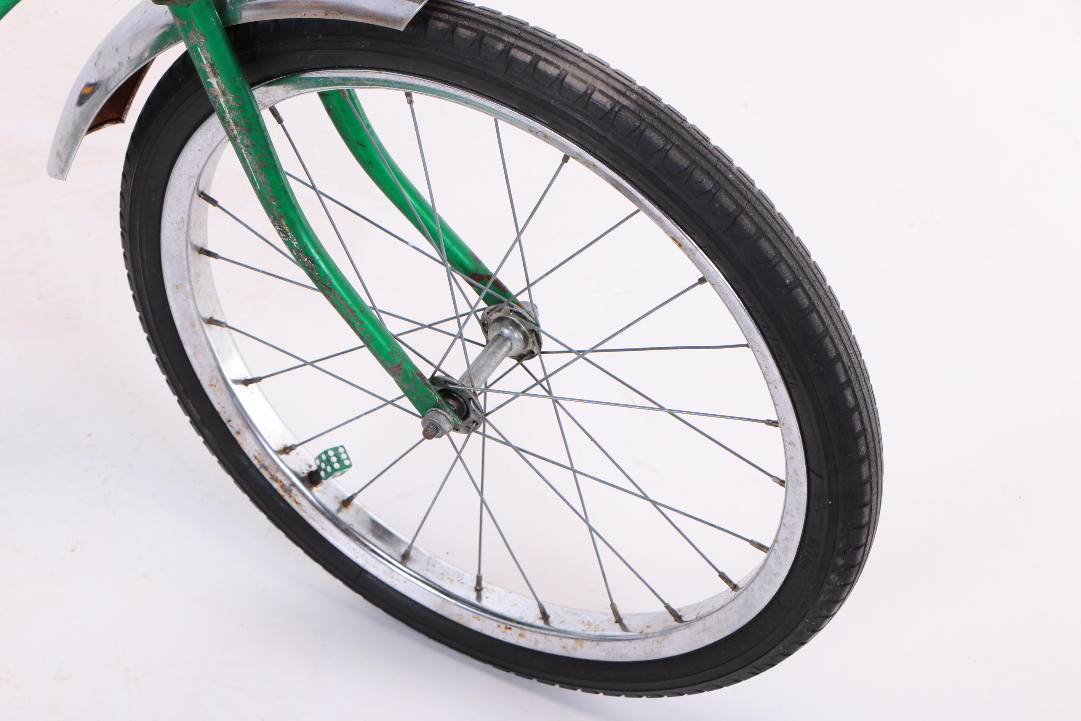 Green Huffy Cheater Slick Vintage Boys Bicycle, 1960's