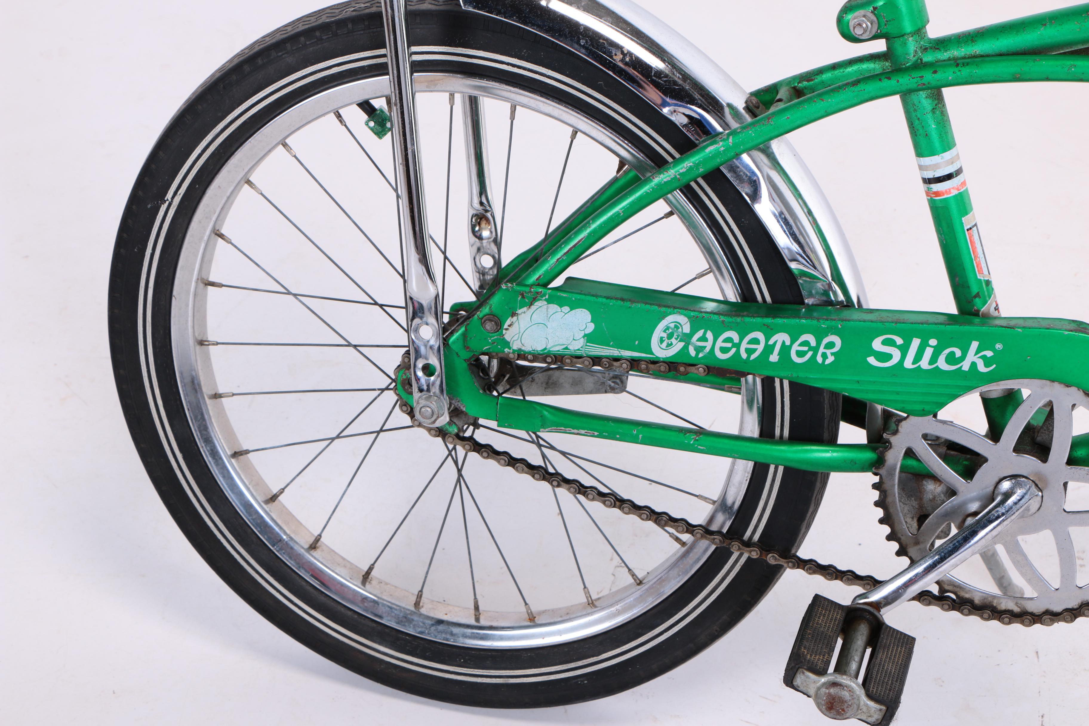 Green Huffy Cheater Slick Vintage Boys Bicycle, 1960's