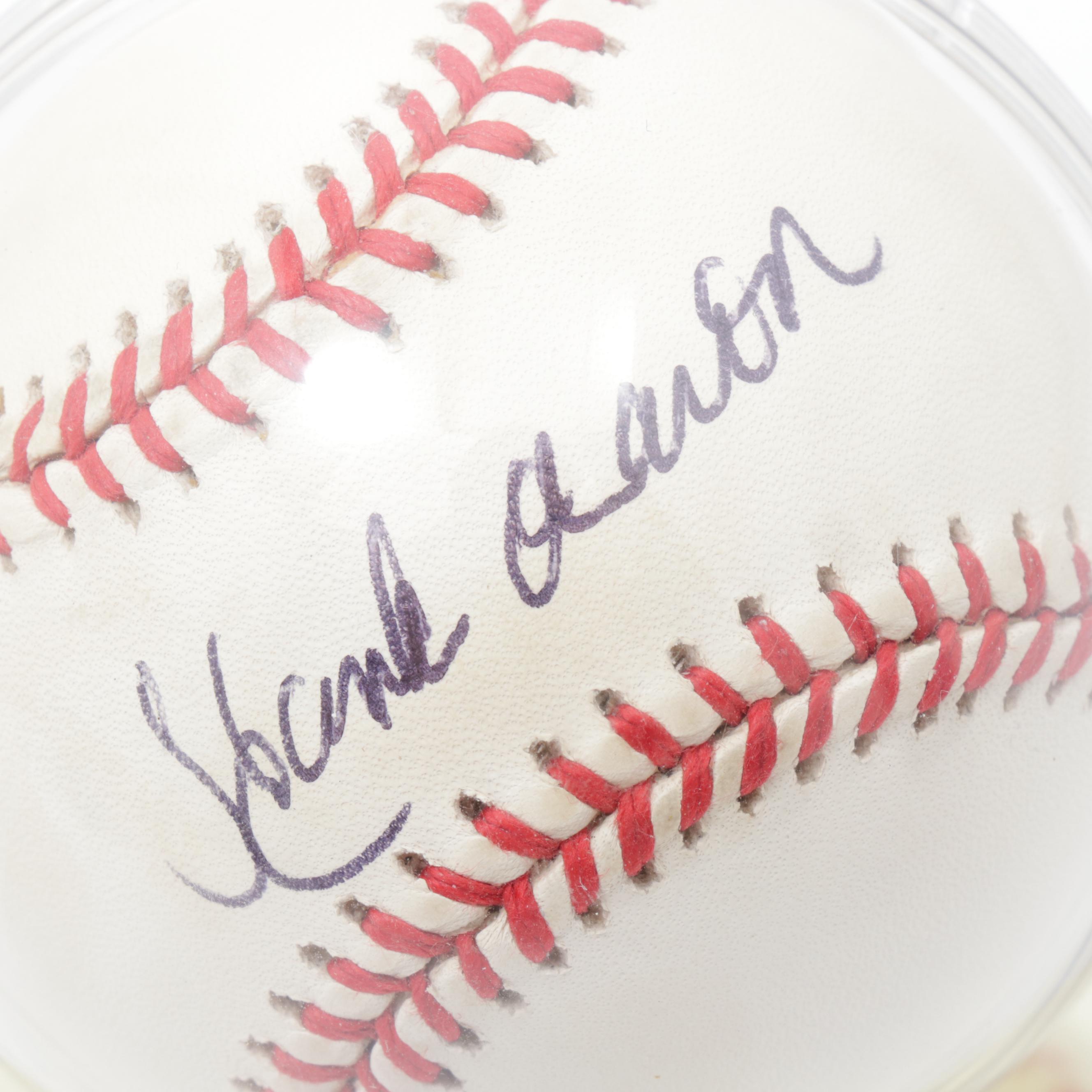 Hank Aaron Autographed Baseball
