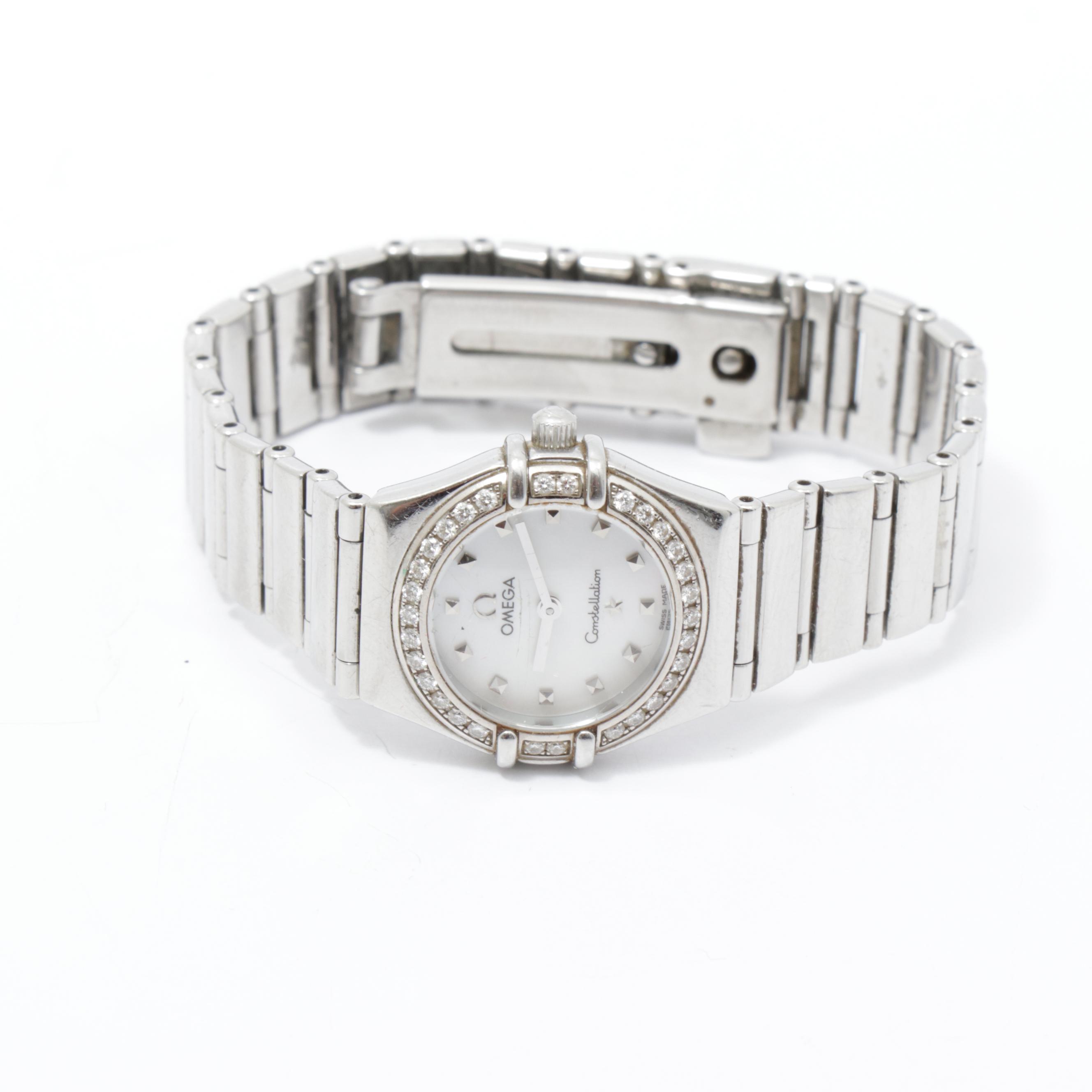 Omega Stainless Steel Constellation Watch with Diamonds
