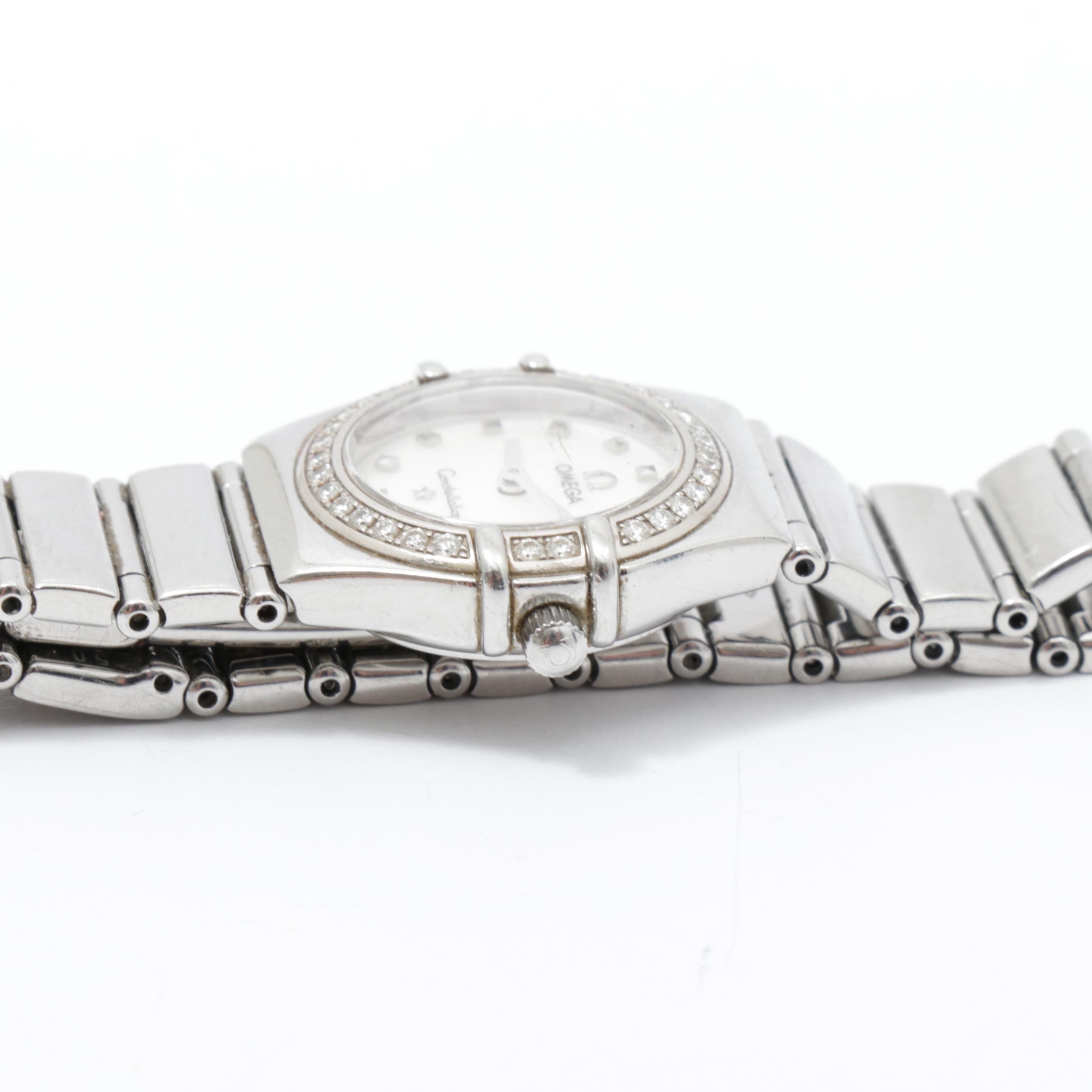 Omega Stainless Steel Constellation Watch with Diamonds