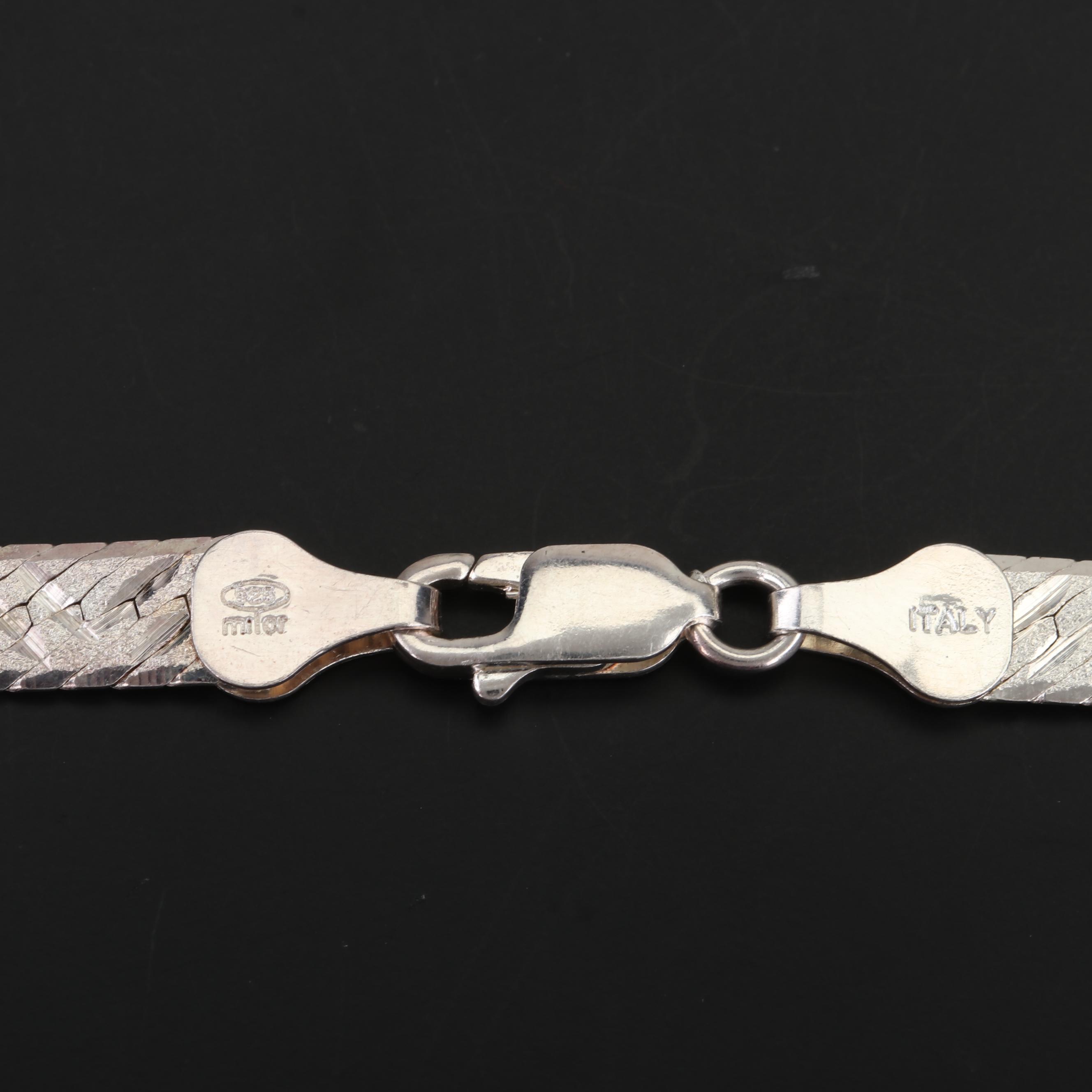 Milor Sterling Silver Herringbone Chain Necklace