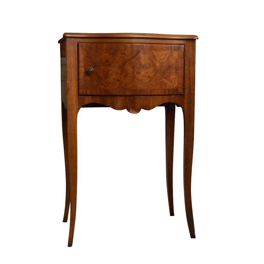 John Widdicomb Louis XV Style Burl Wood and Walnut Bedside Table