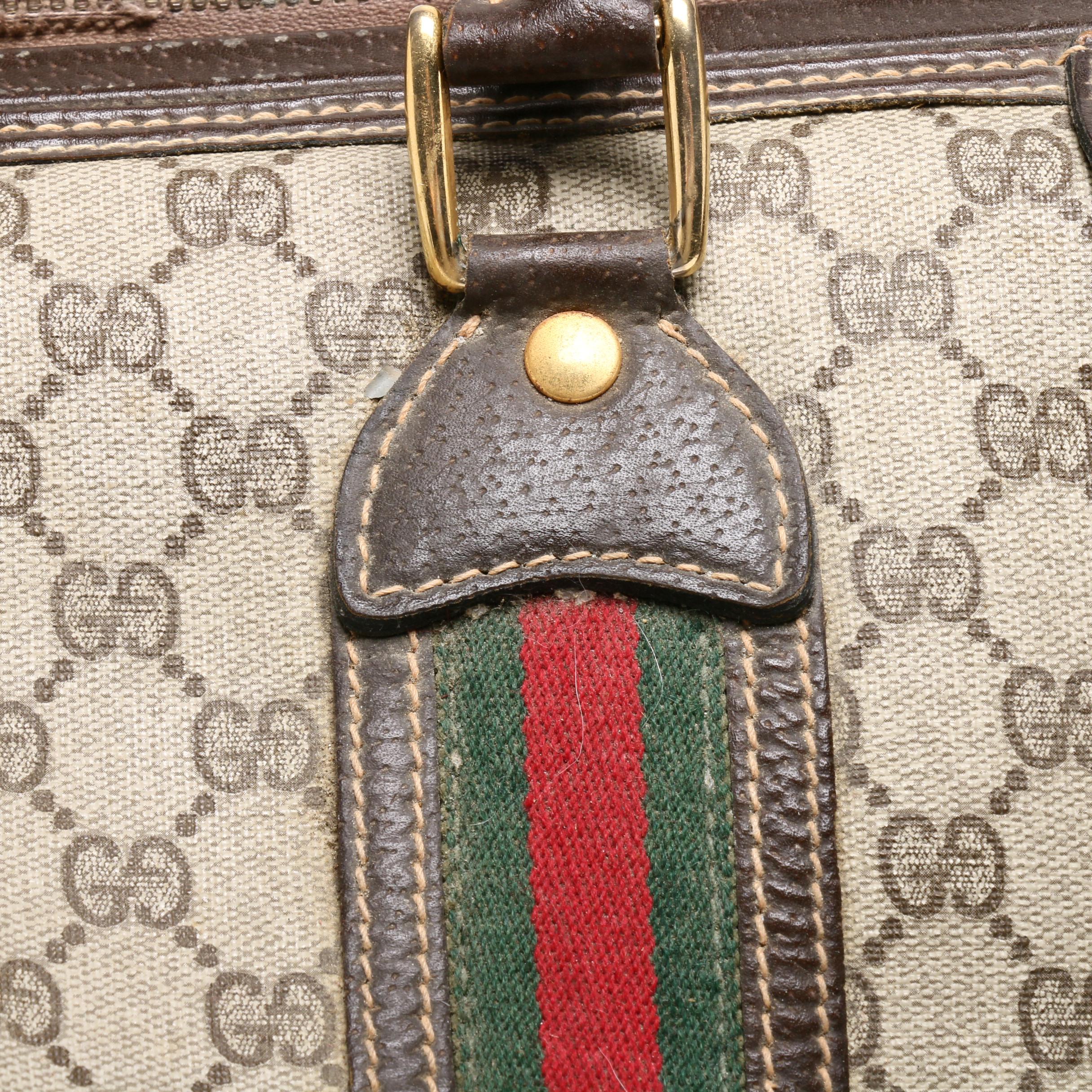 Gucci GG Supreme Canvas Boston Sherry Web Duffle and Weekender Bag, Circa 1970