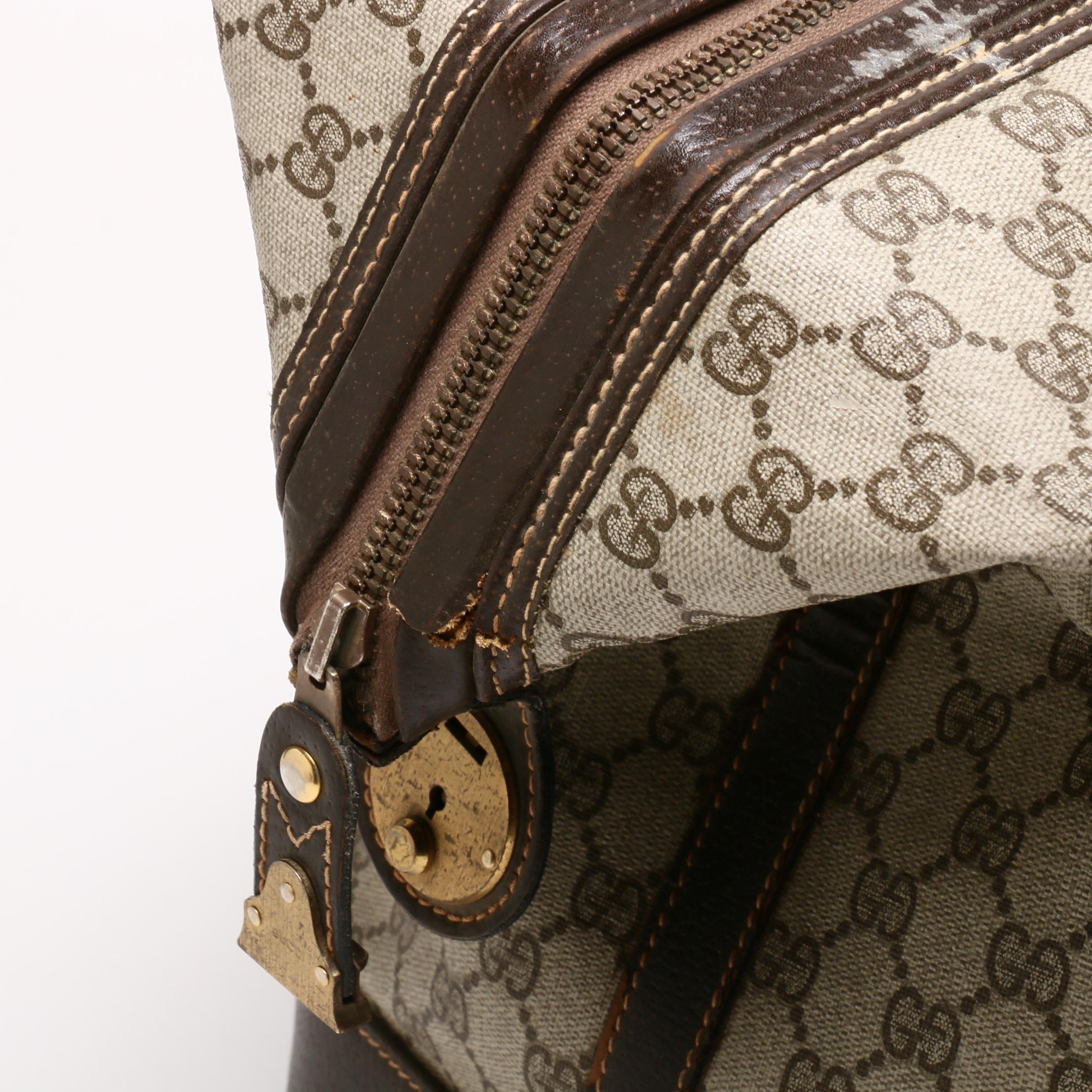 Gucci GG Supreme Canvas Boston Sherry Web Duffle and Weekender Bag, Circa 1970