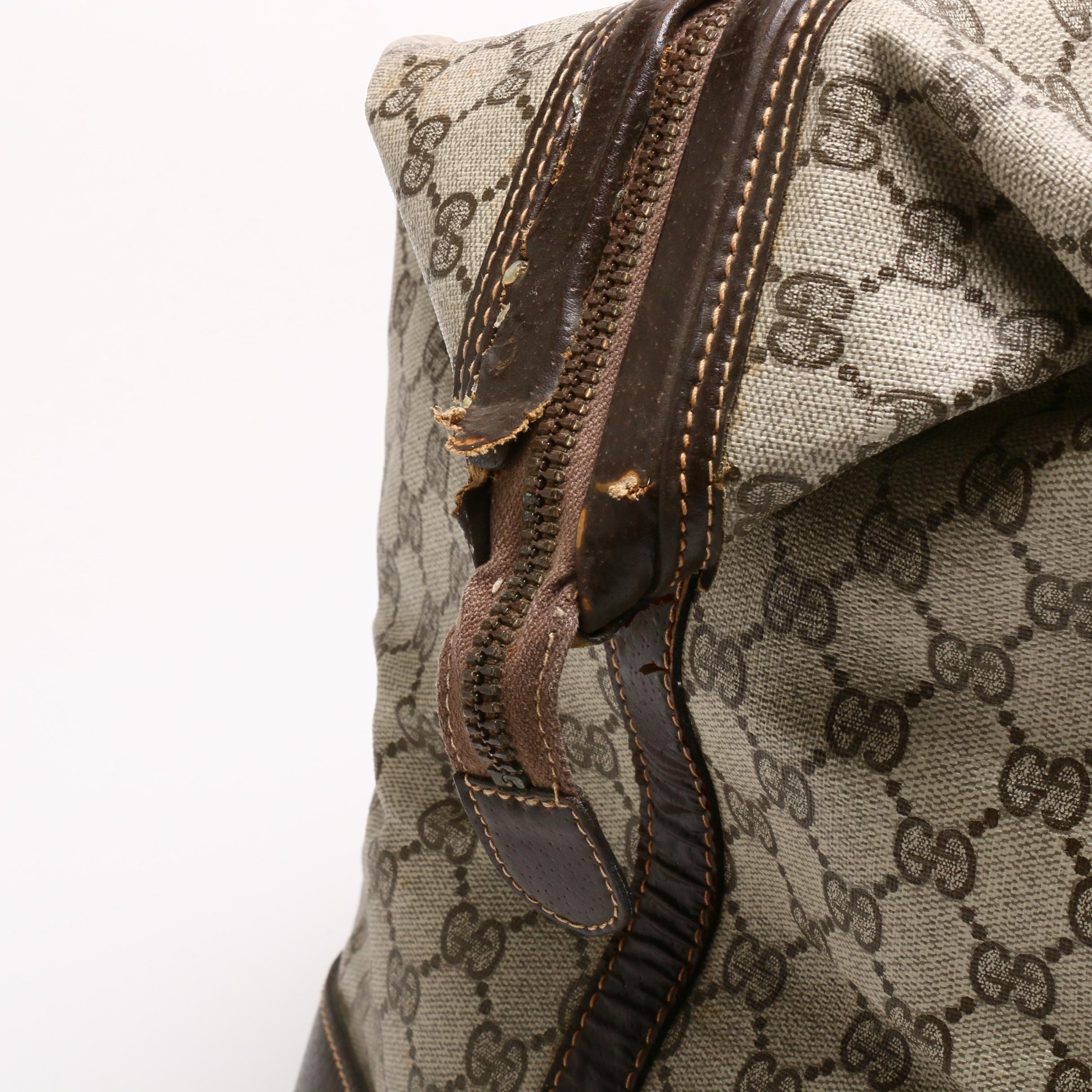 Gucci GG Supreme Canvas Boston Sherry Web Duffle and Weekender Bag, Circa 1970