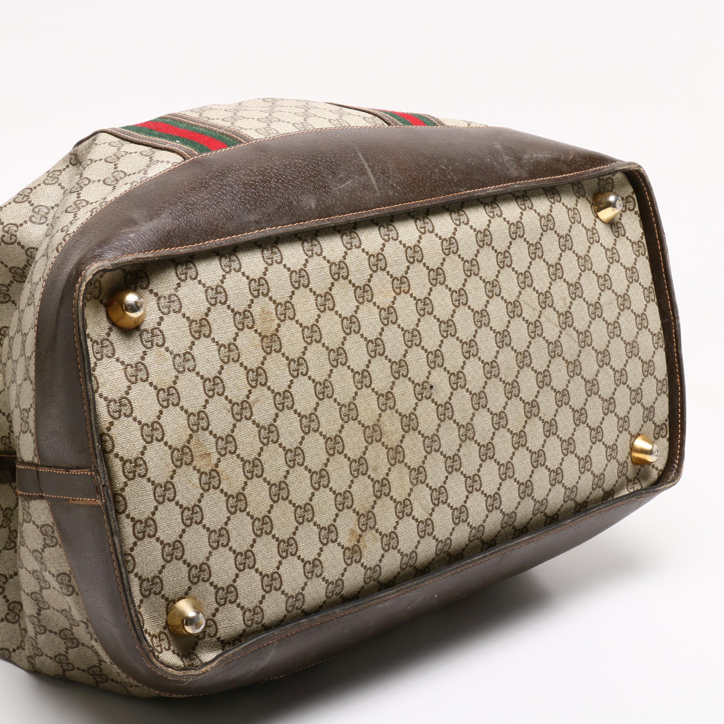 Gucci GG Supreme Canvas Boston Sherry Web Duffle and Weekender Bag, Circa 1970