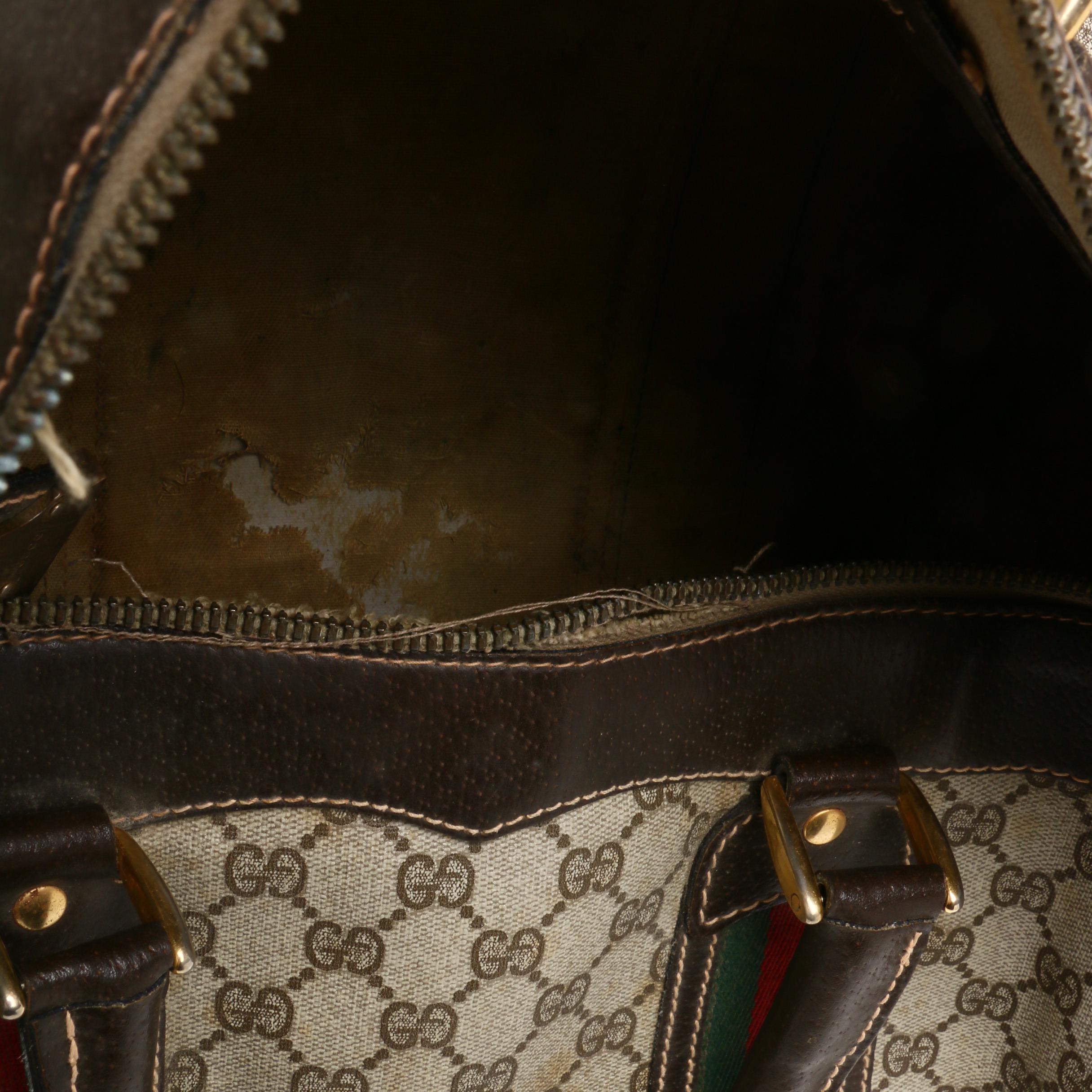 Gucci GG Supreme Canvas Boston Sherry Web Duffle and Weekender Bag, Circa 1970