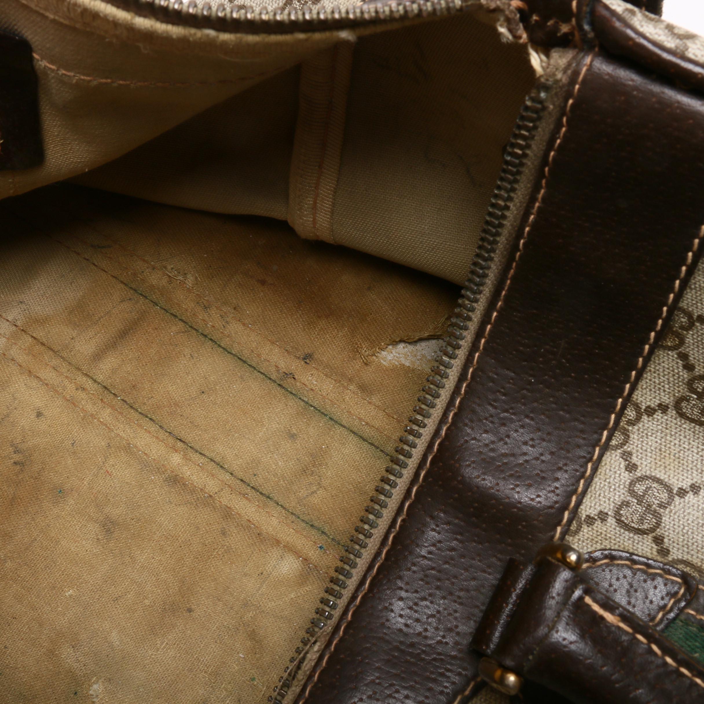 Gucci GG Supreme Canvas Boston Sherry Web Duffle and Weekender Bag, Circa 1970