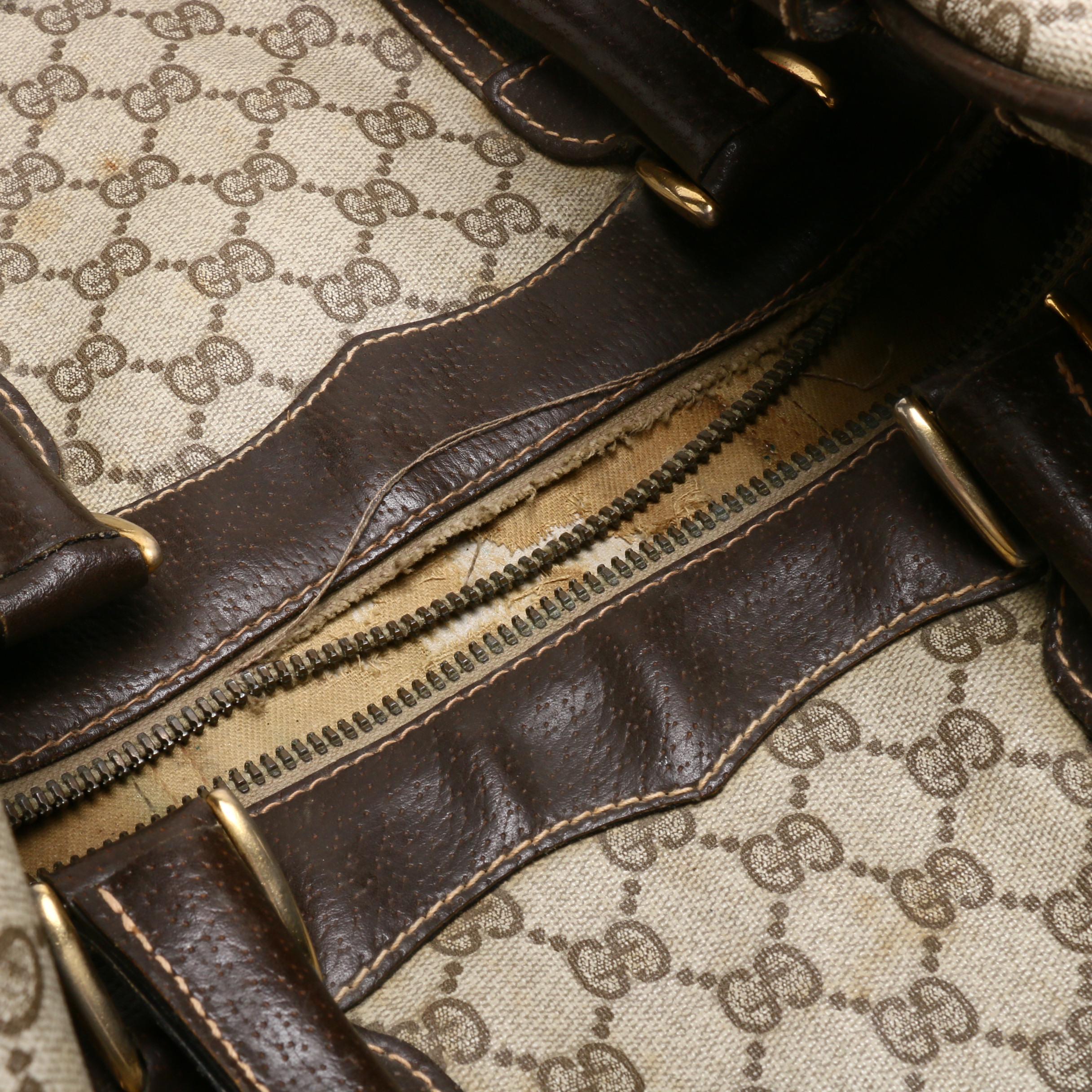 Gucci GG Supreme Canvas Boston Sherry Web Duffle and Weekender Bag, Circa 1970