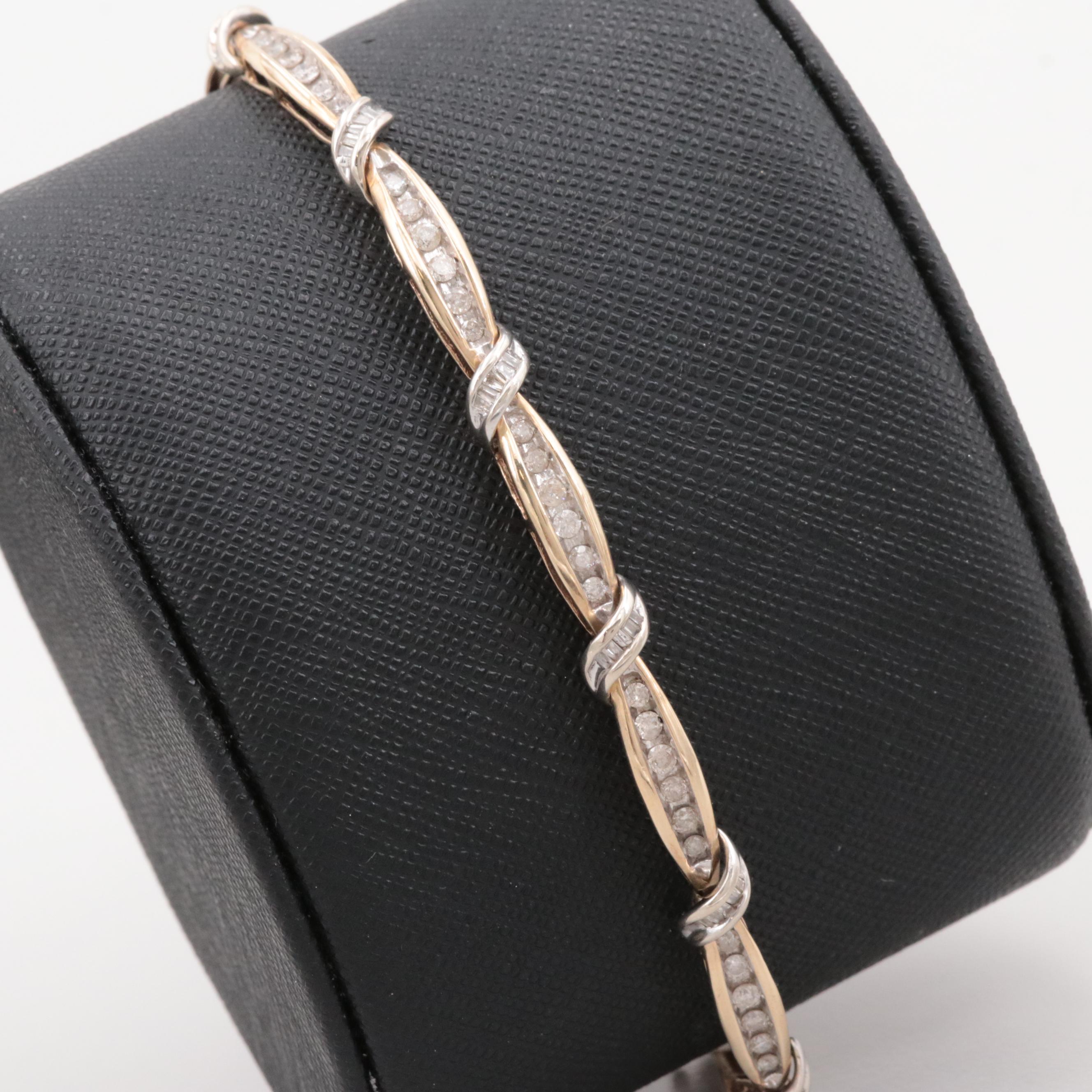 10K Yellow and White Gold 1.62 CTW Diamond Bracelet