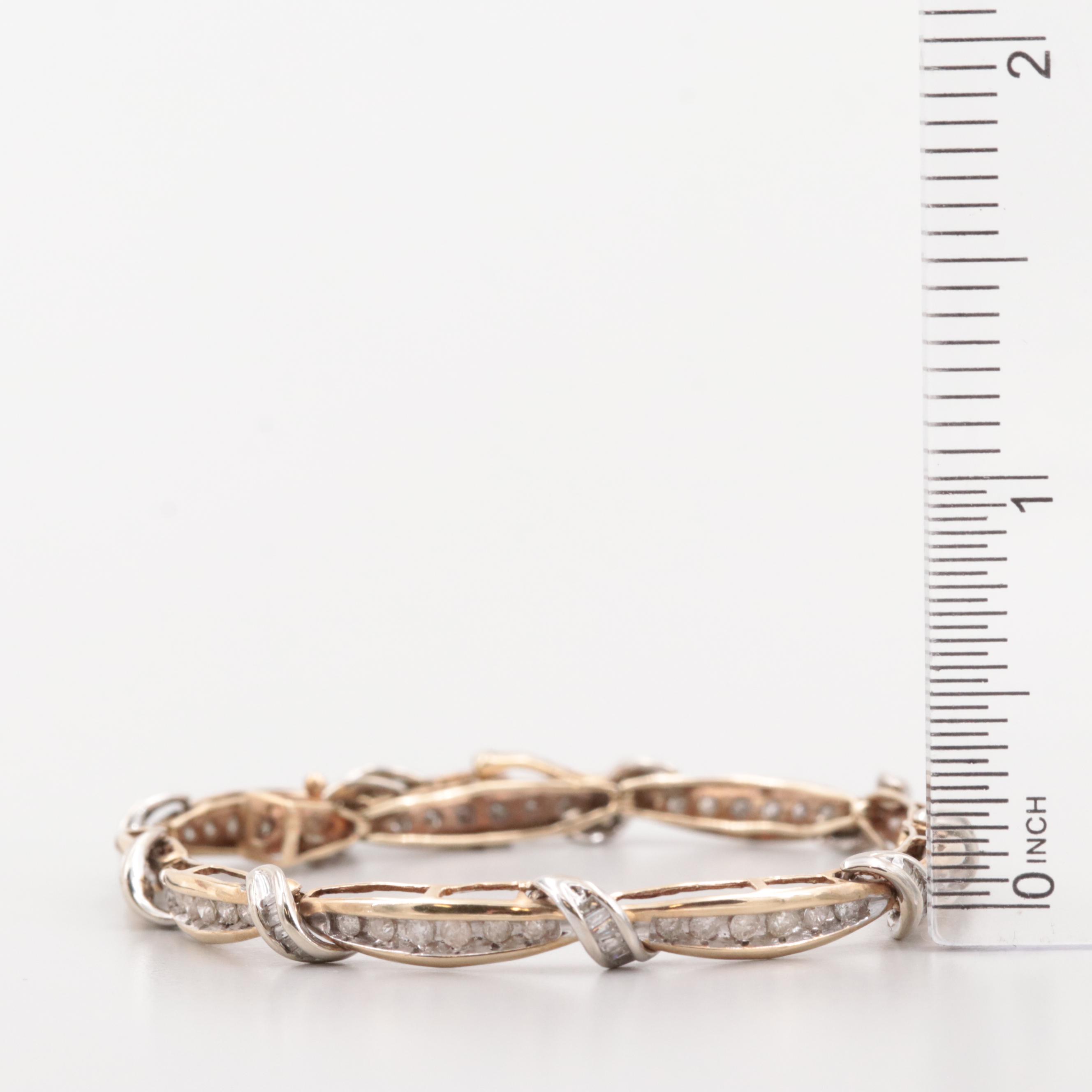 10K Yellow and White Gold 1.62 CTW Diamond Bracelet