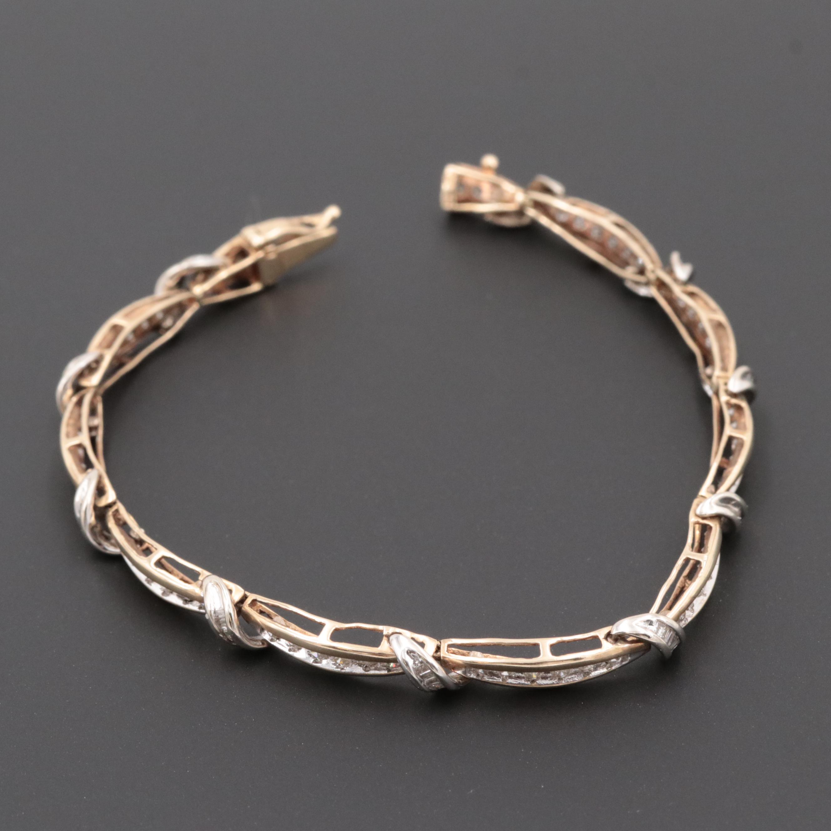 10K Yellow and White Gold 1.62 CTW Diamond Bracelet