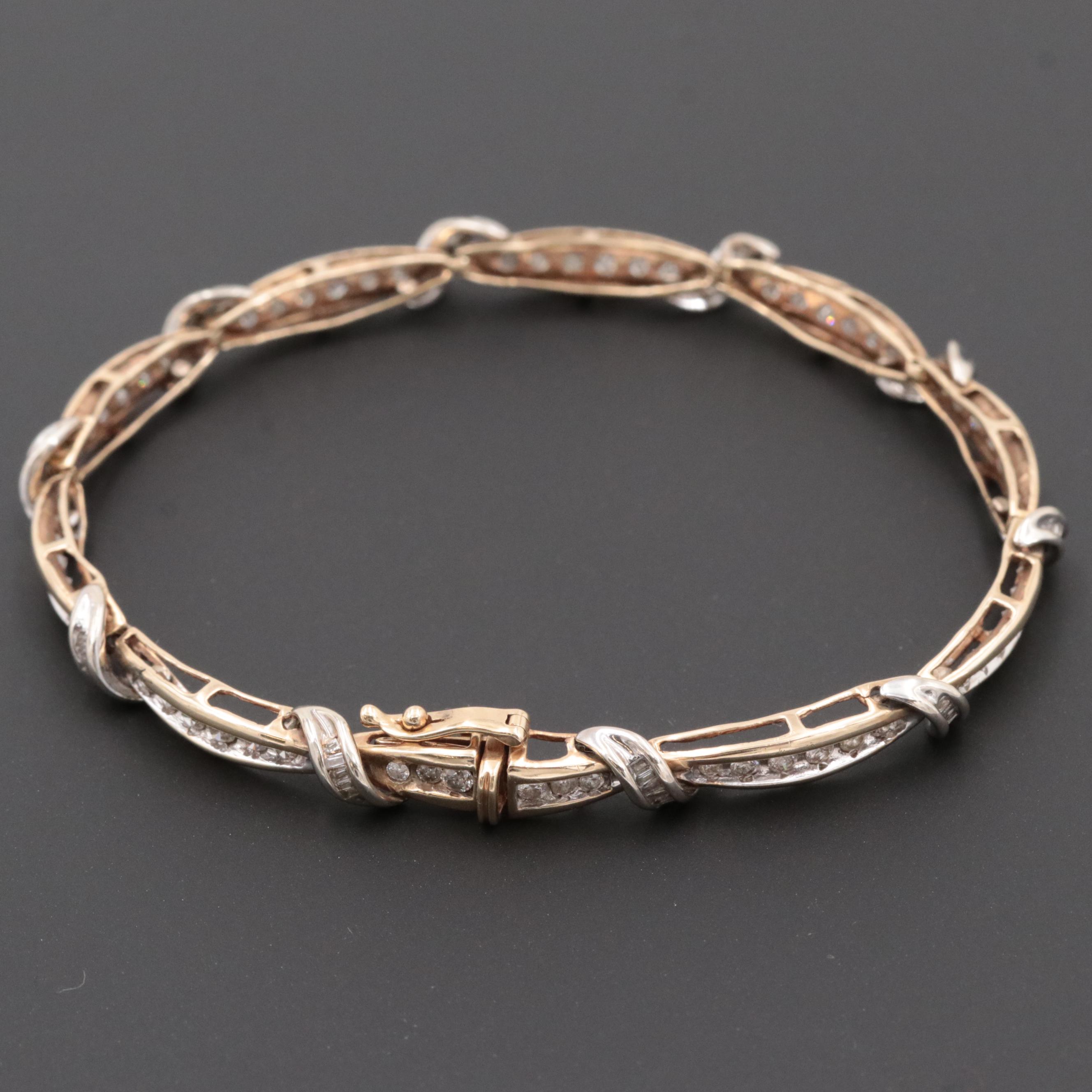 10K Yellow and White Gold 1.62 CTW Diamond Bracelet
