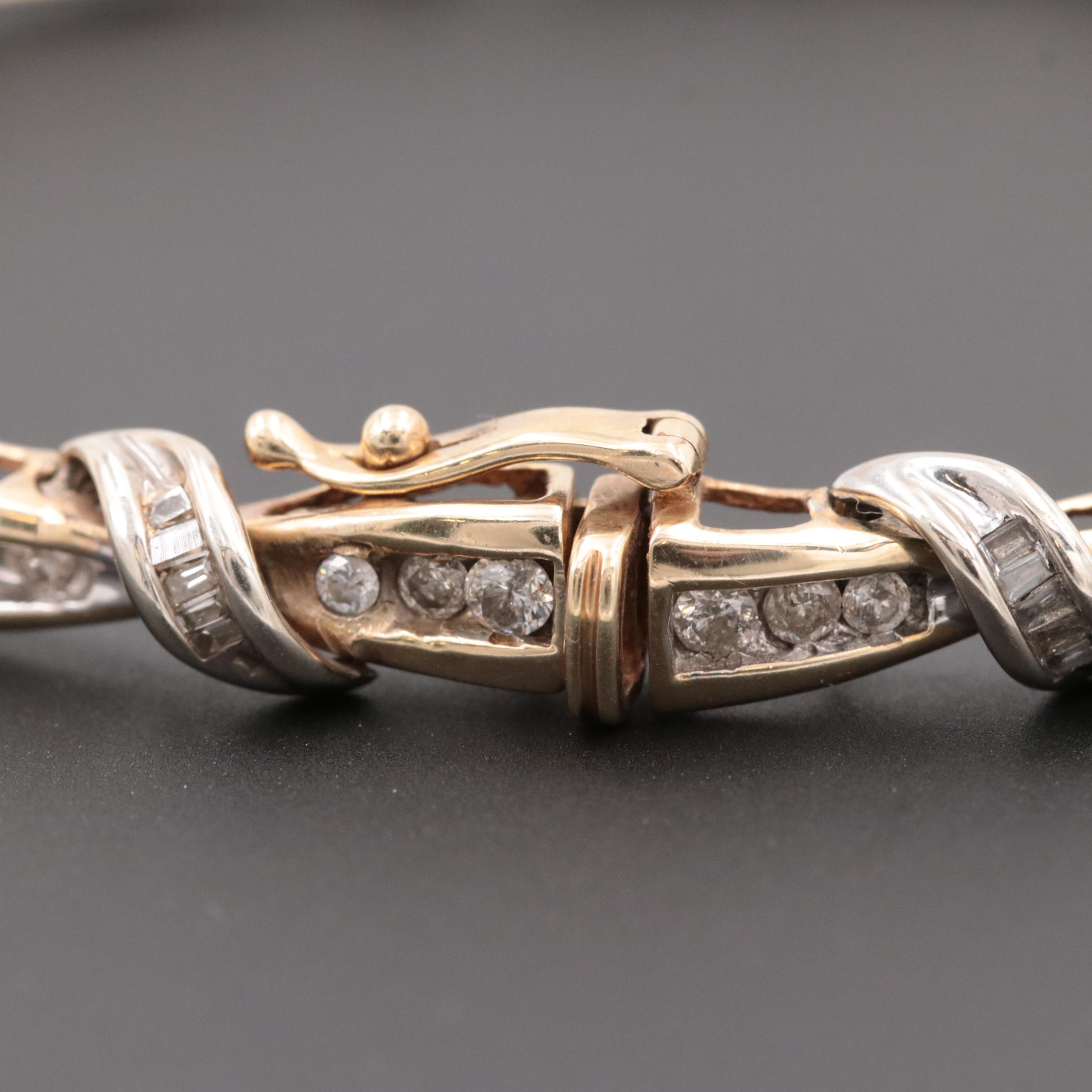 10K Yellow and White Gold 1.62 CTW Diamond Bracelet