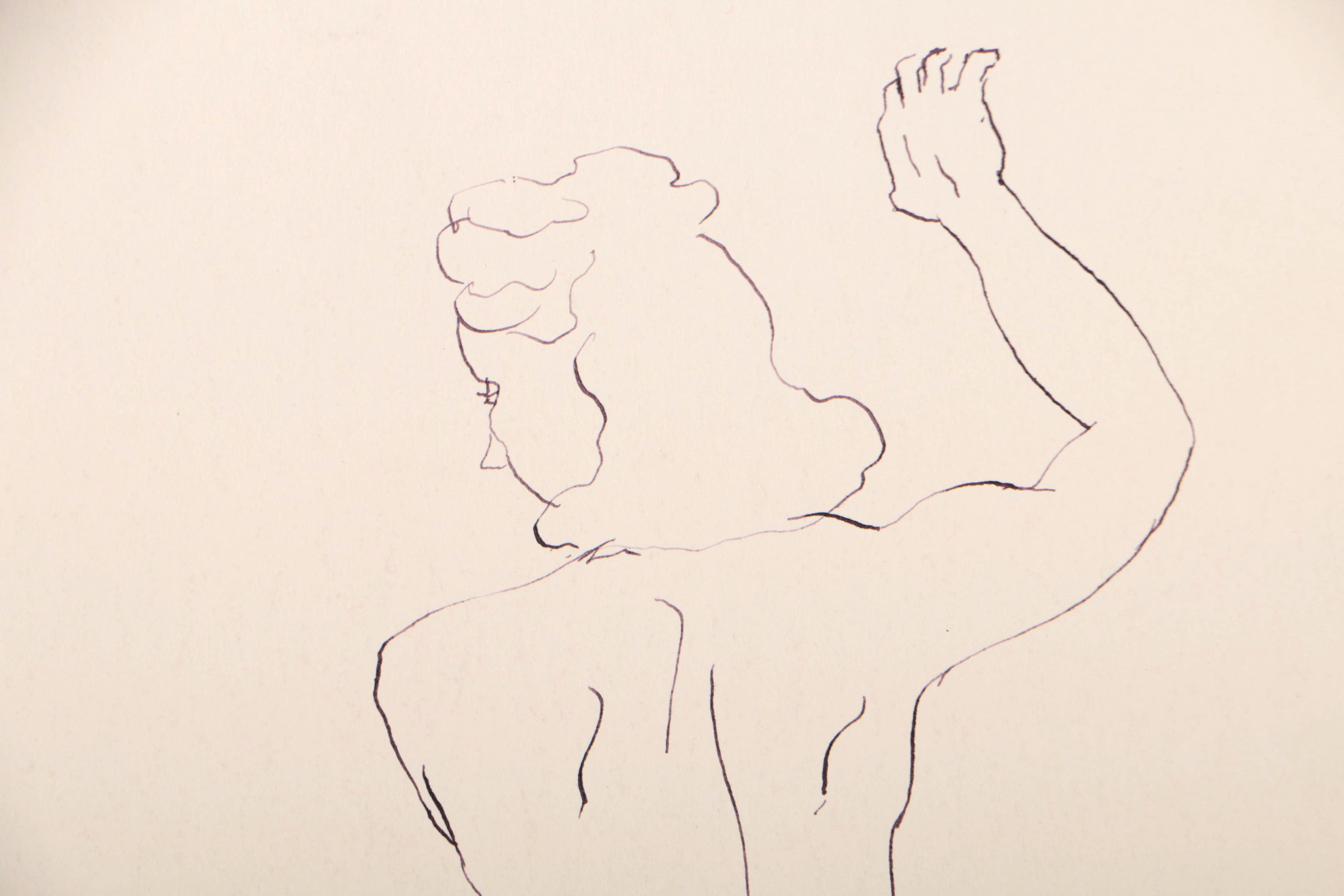 Milton Weiss Ink Figural Drawing of Female Nude
