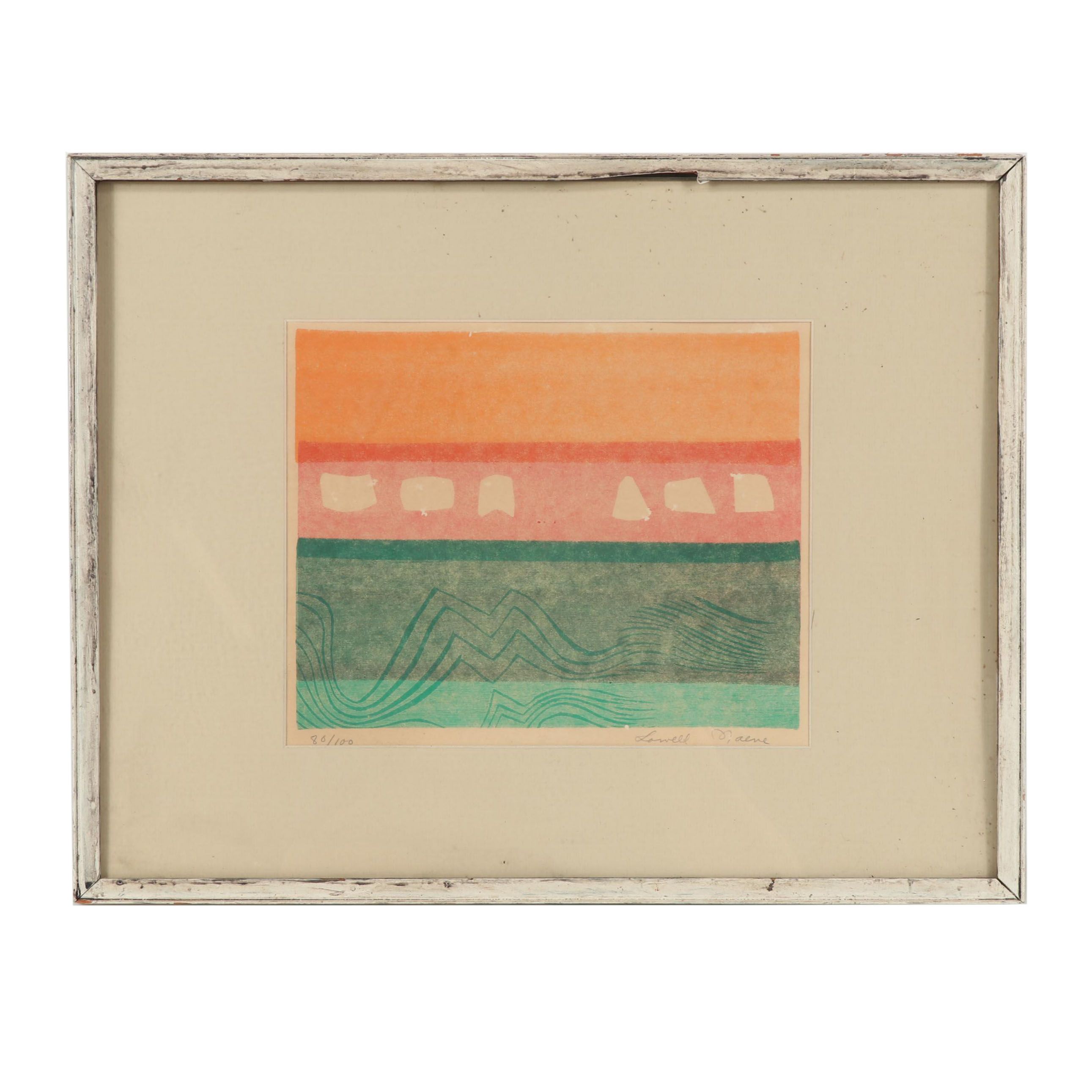 Lowell Naeve 1964 Woodcut "The Sea"