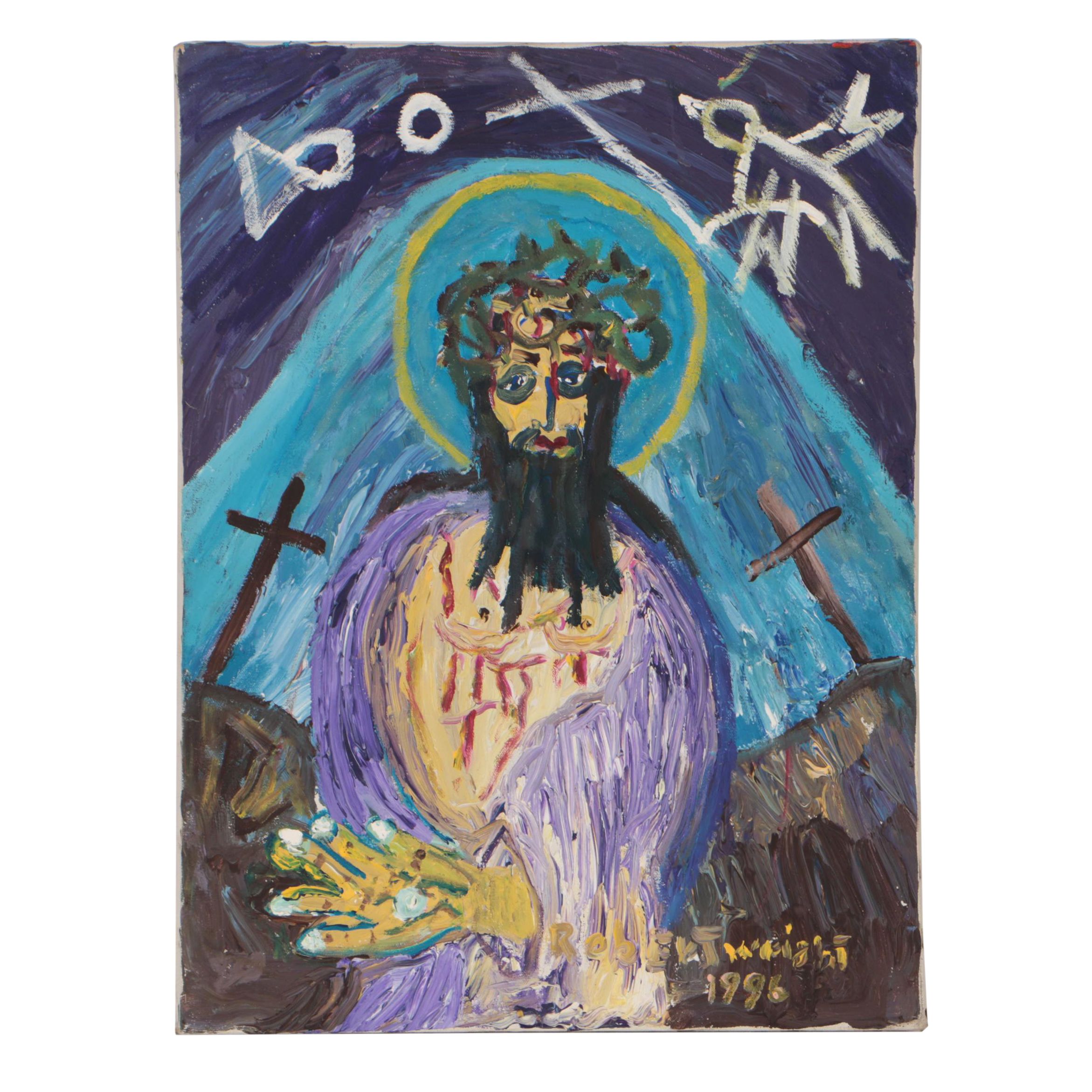 Robert Wright 1996 Folk Acrylic Painting "The Robe"