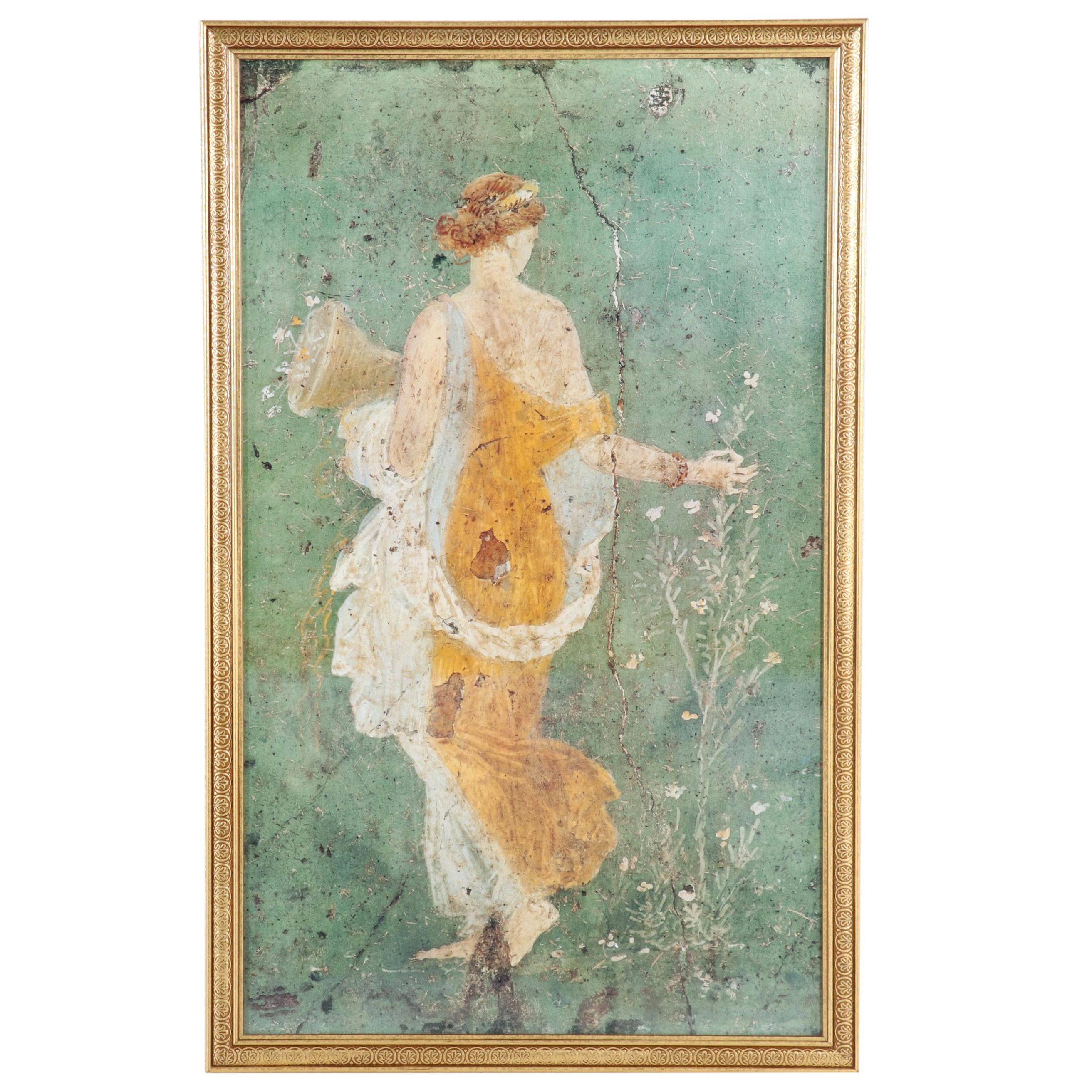 Offset Lithograph After Pompeii Fresco "Europa Picking Flowers"