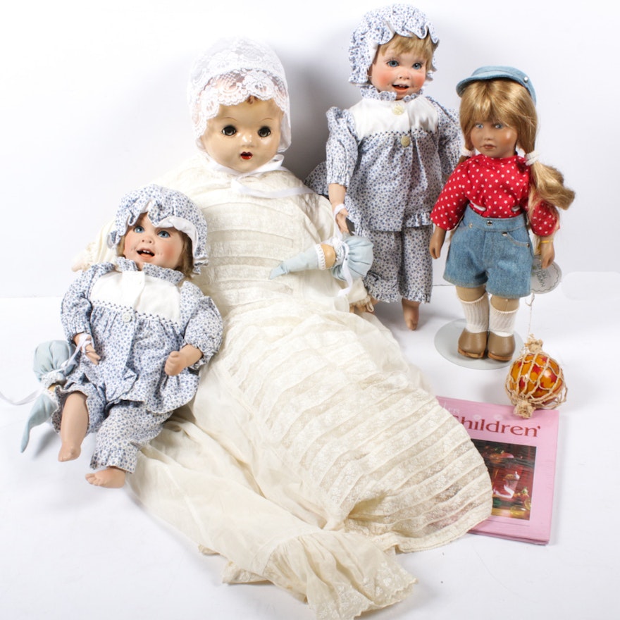 Groble-Schmidt Porcelain Dolls "Little Star", Karin Heller Doll and Vintage Doll