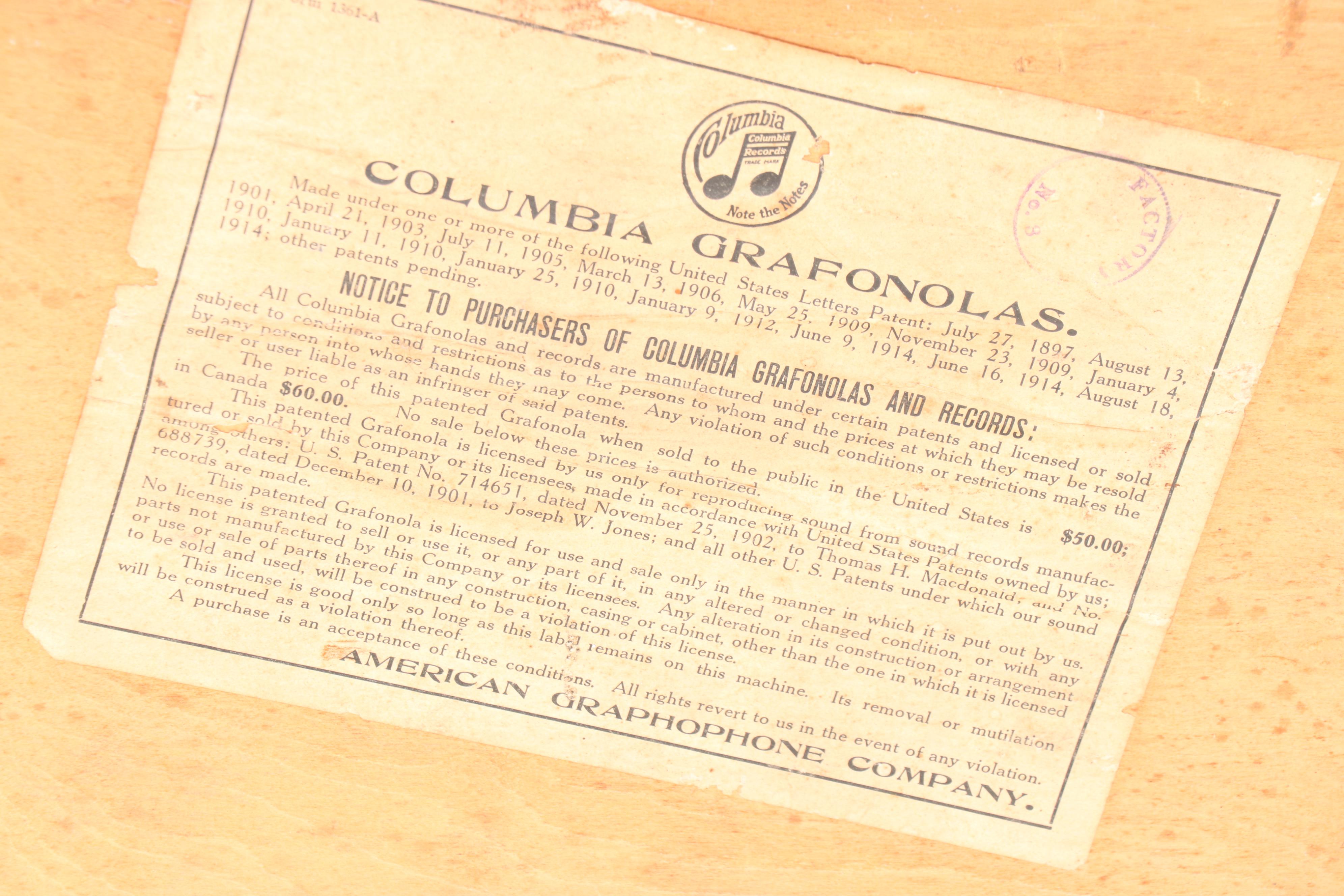 Antique Columbia Grafonola Phonograph, Early 20th Century